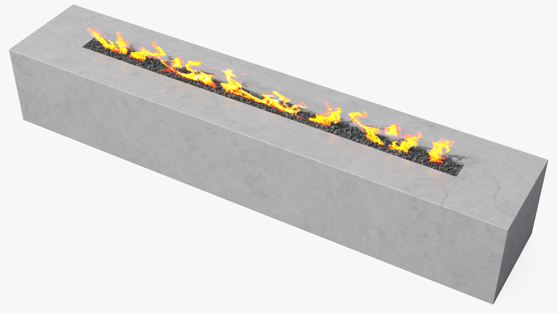 Gas Fire Pit Rectangular Marble White 3D