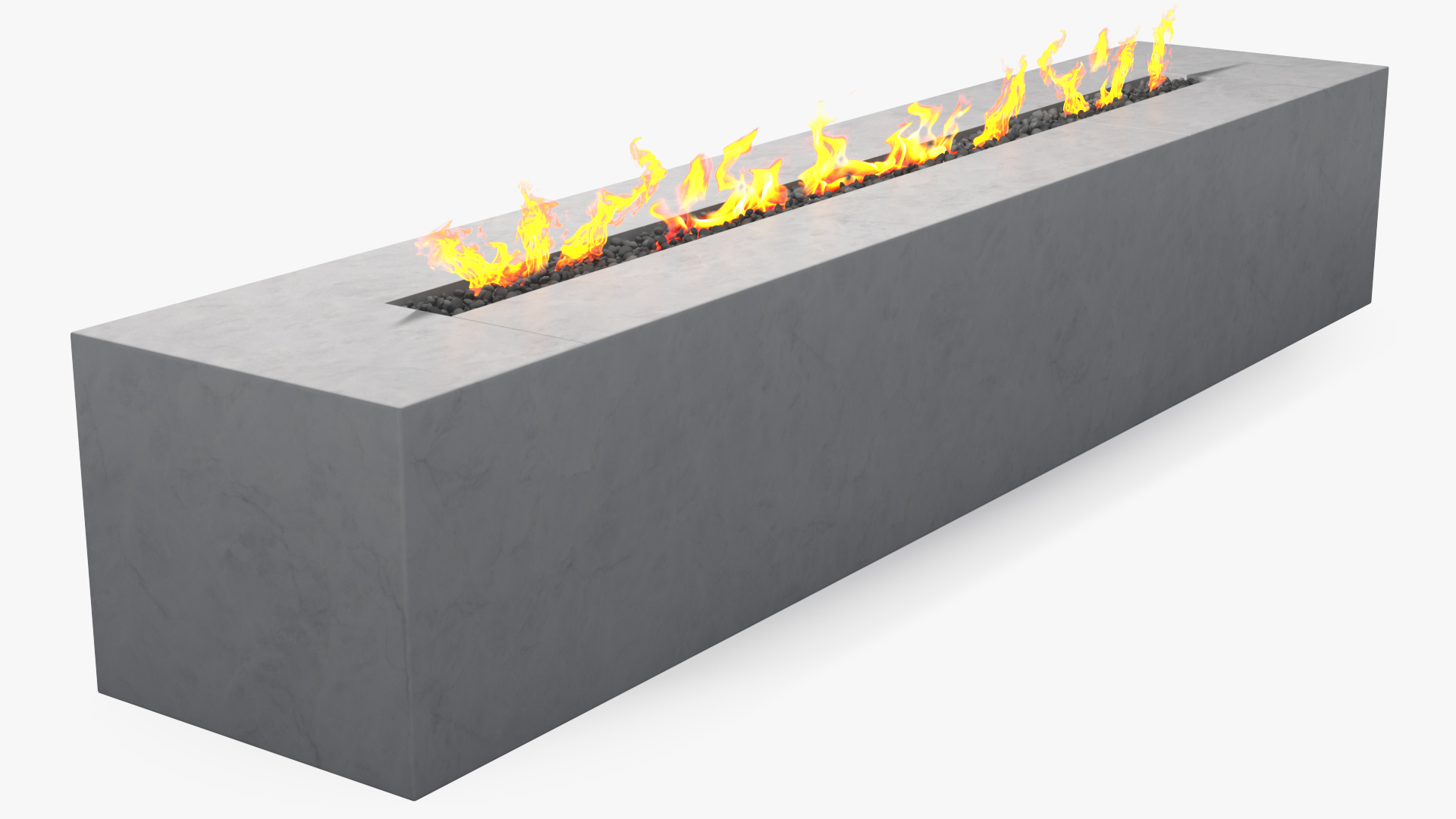 Gas Fire Pit Rectangular Marble White 3D