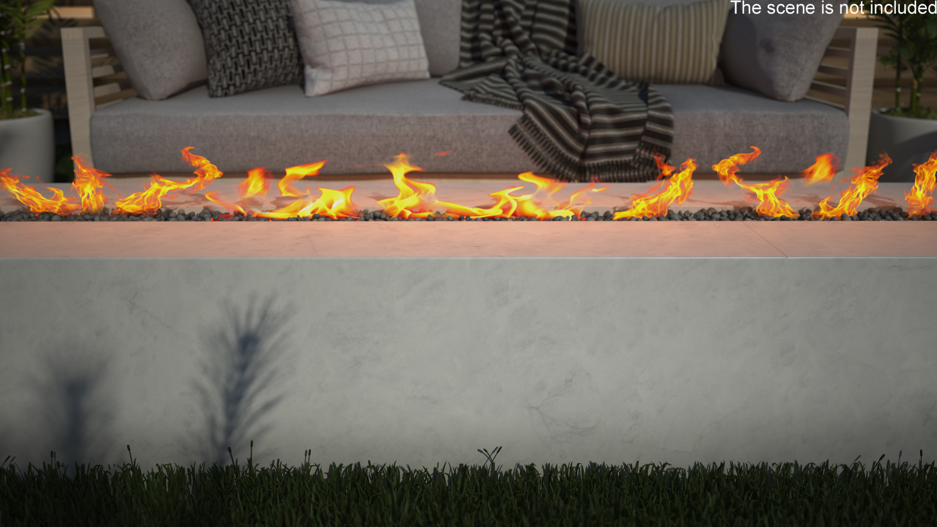 Gas Fire Pit Rectangular Marble White 3D