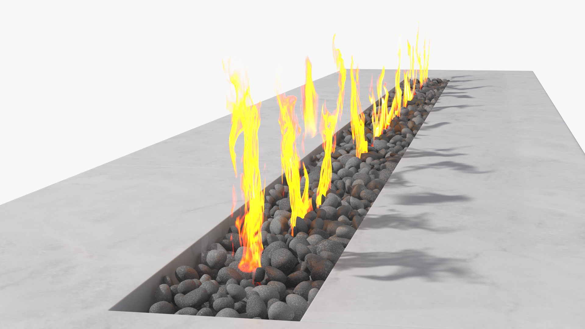 Gas Fire Pit Rectangular Marble White 3D