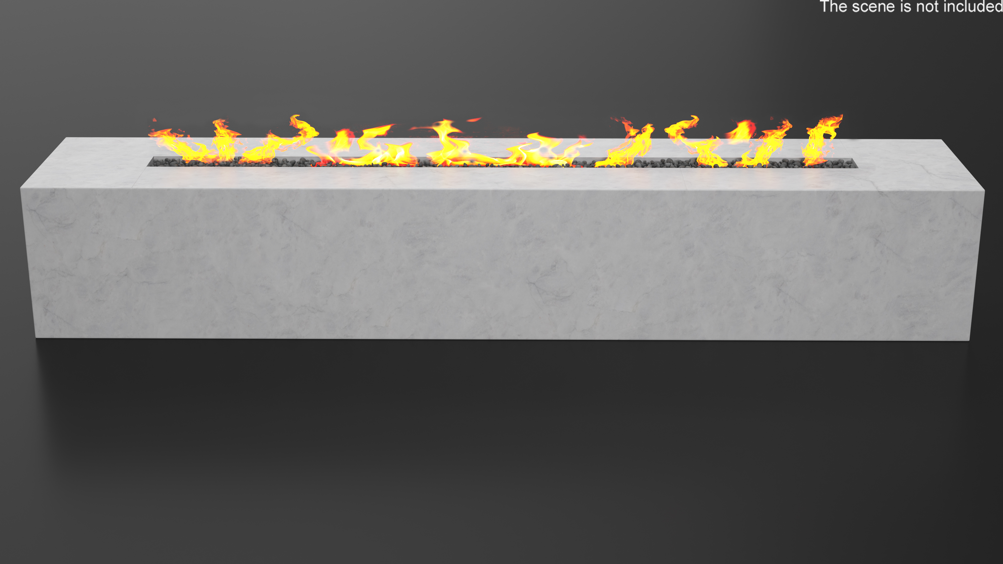 Gas Fire Pit Rectangular Marble White 3D