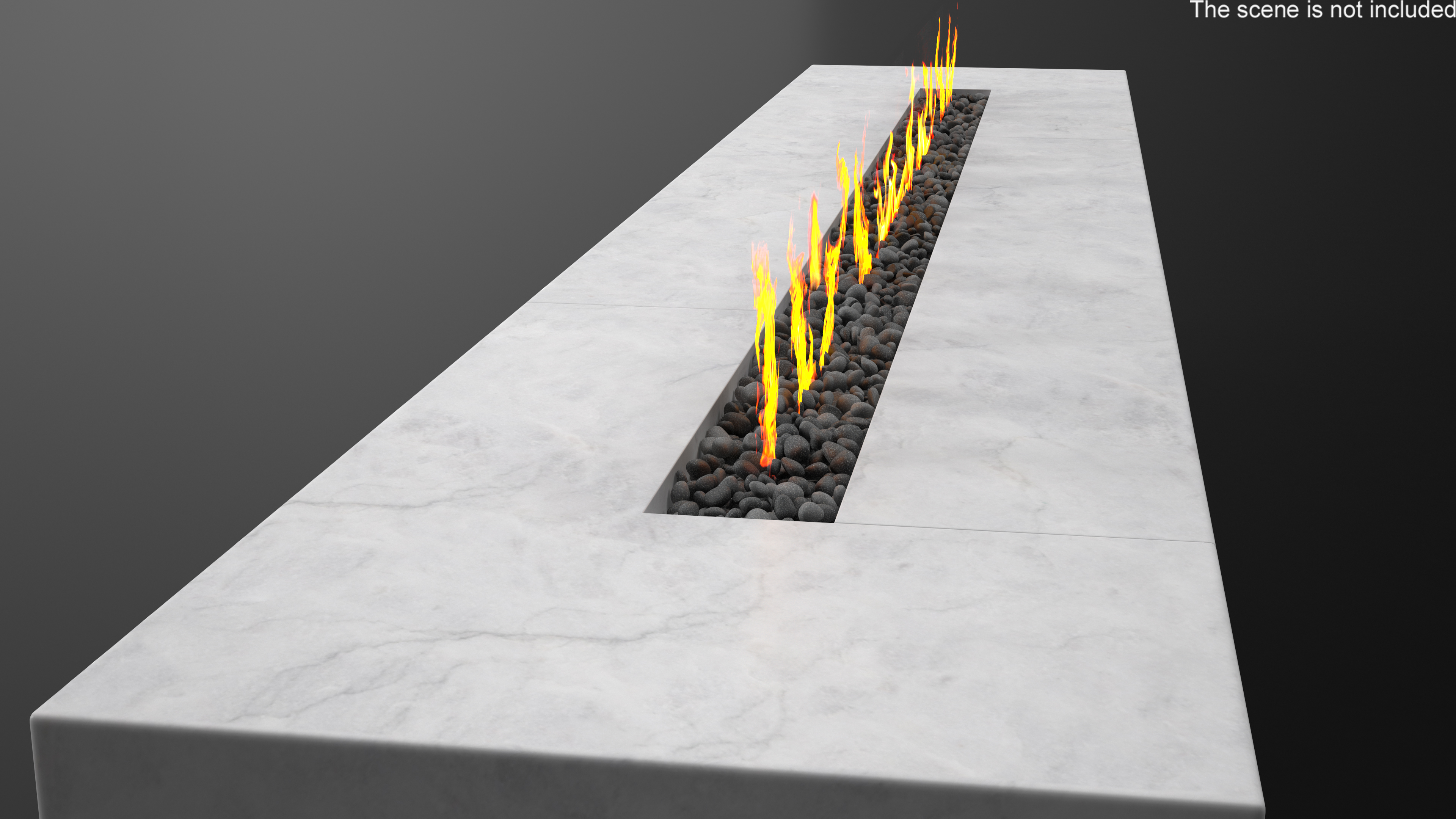 Gas Fire Pit Rectangular Marble White 3D