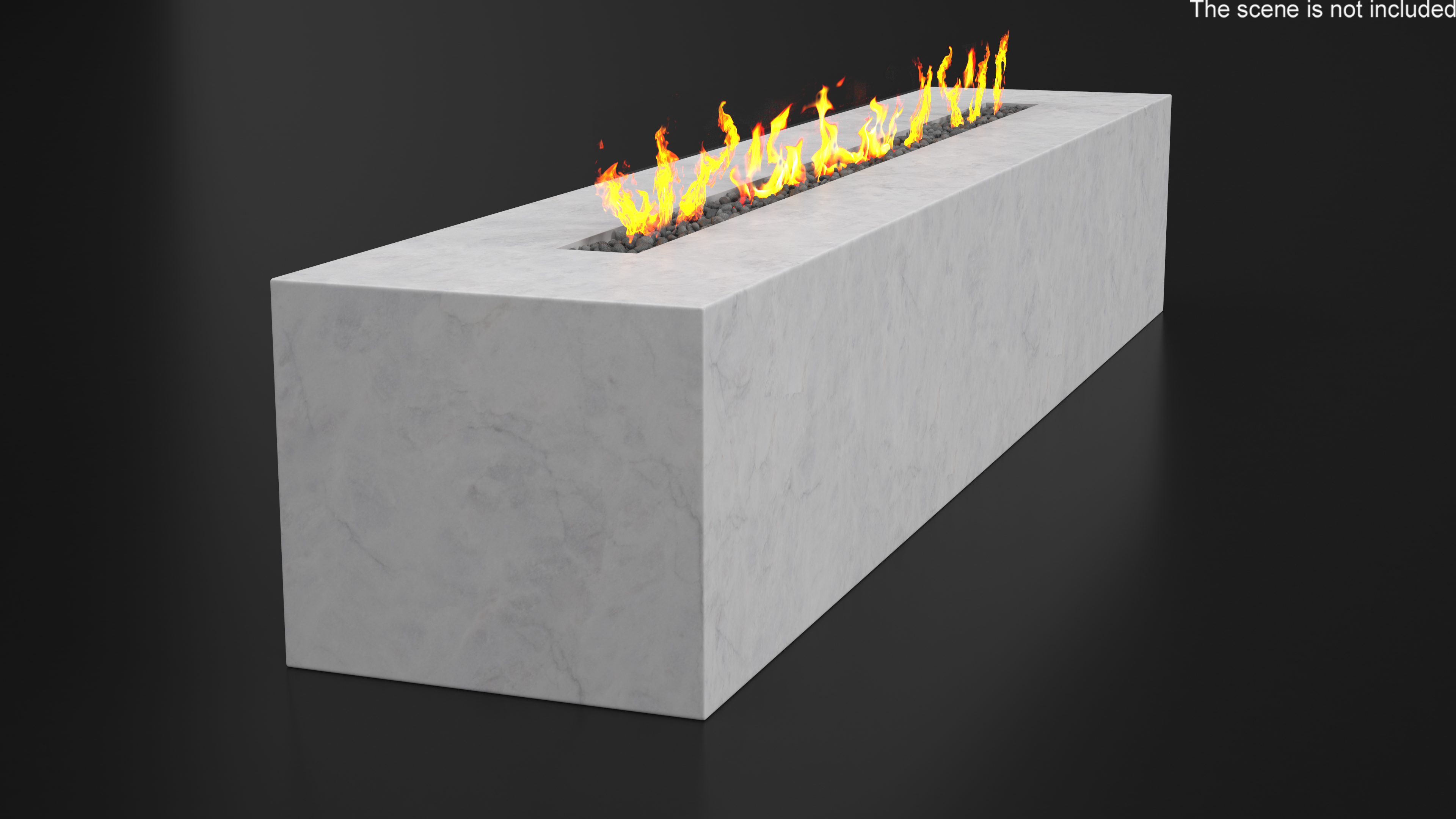 Gas Fire Pit Rectangular Marble White 3D