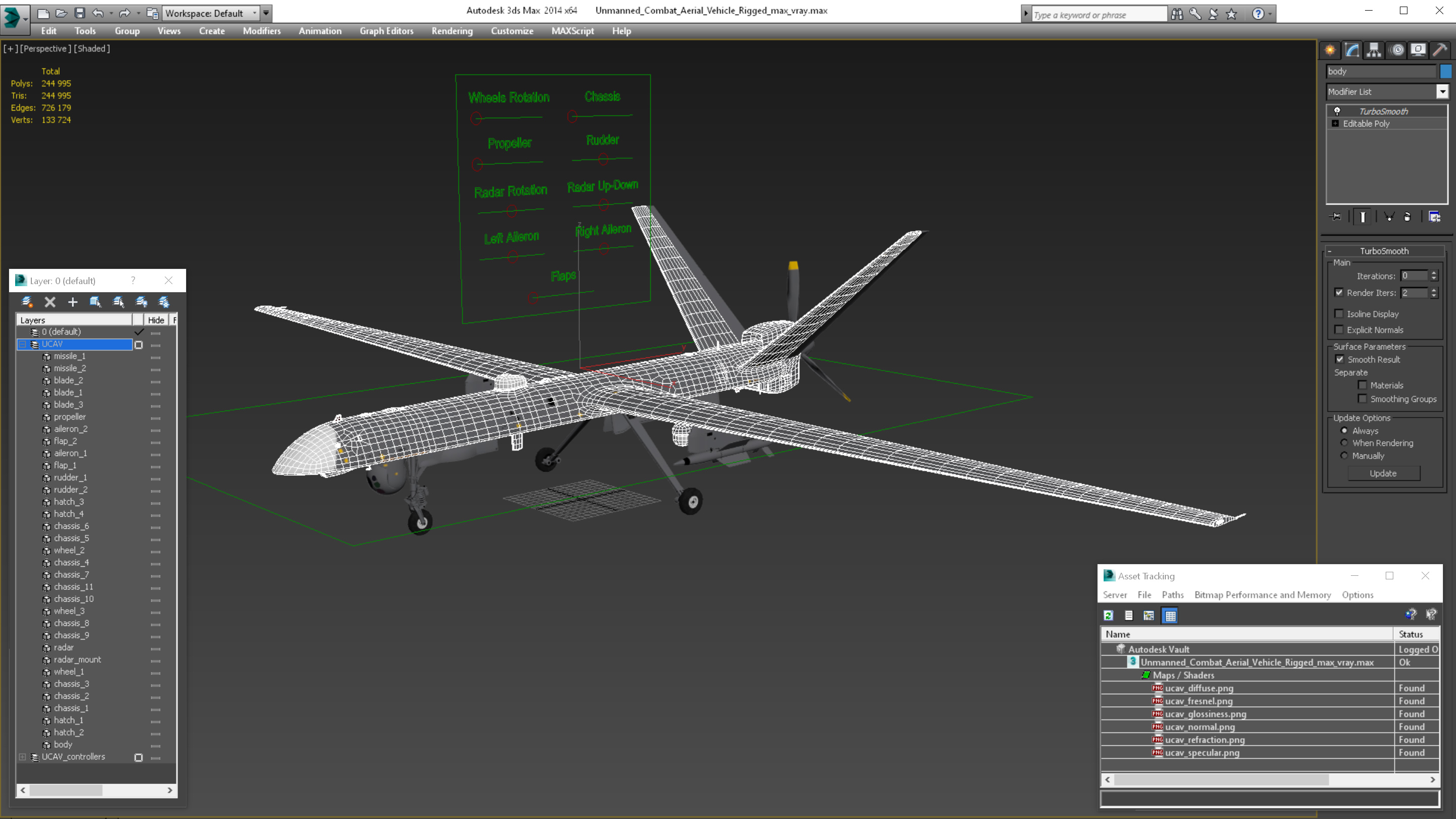 Unmanned Combat Aerial Vehicle Rigged 3D