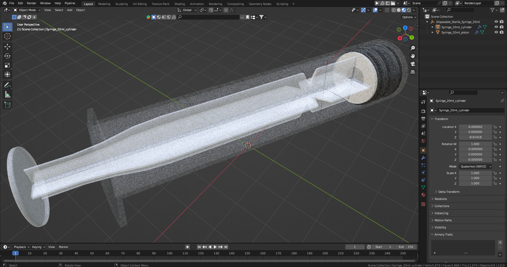 3D Disposable Sterile Syringe 20ml