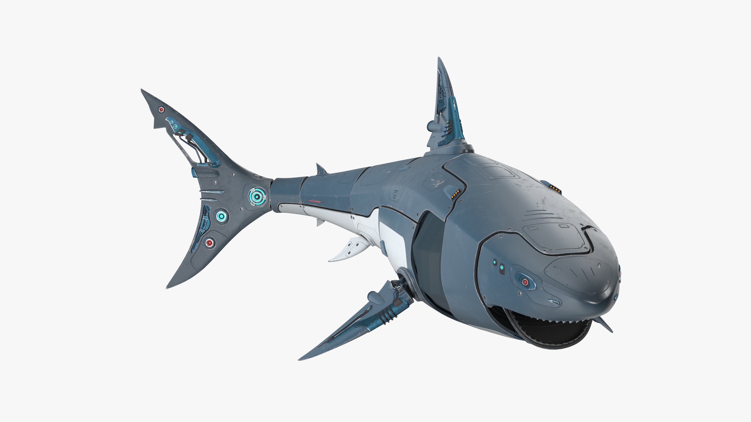 Shark Robot Rigged for Maya 3D