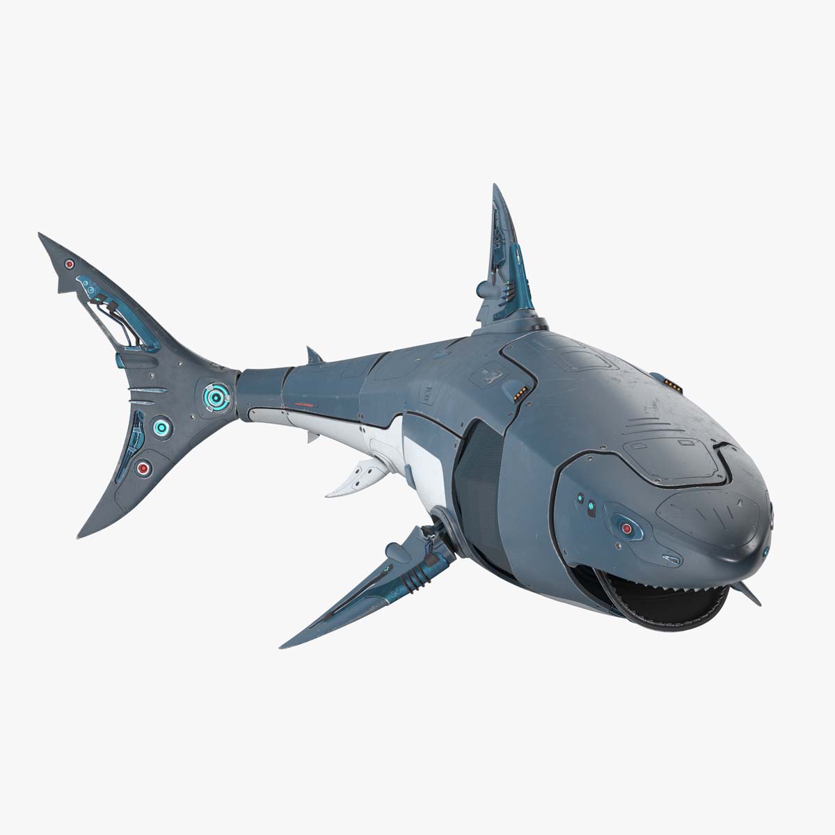 Shark Robot Rigged for Maya 3D