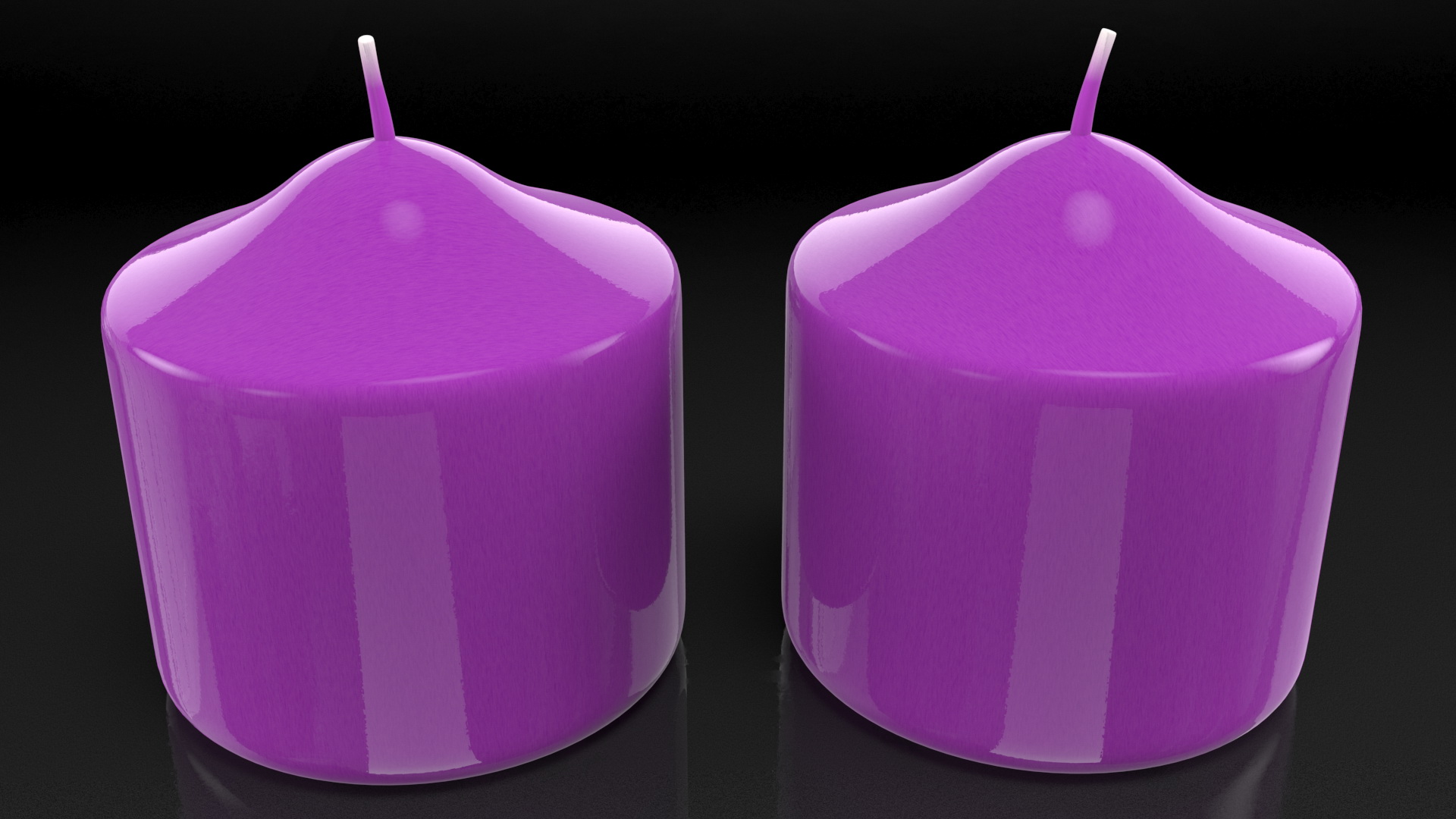 3D Wide Altar Pillar Candle Purple