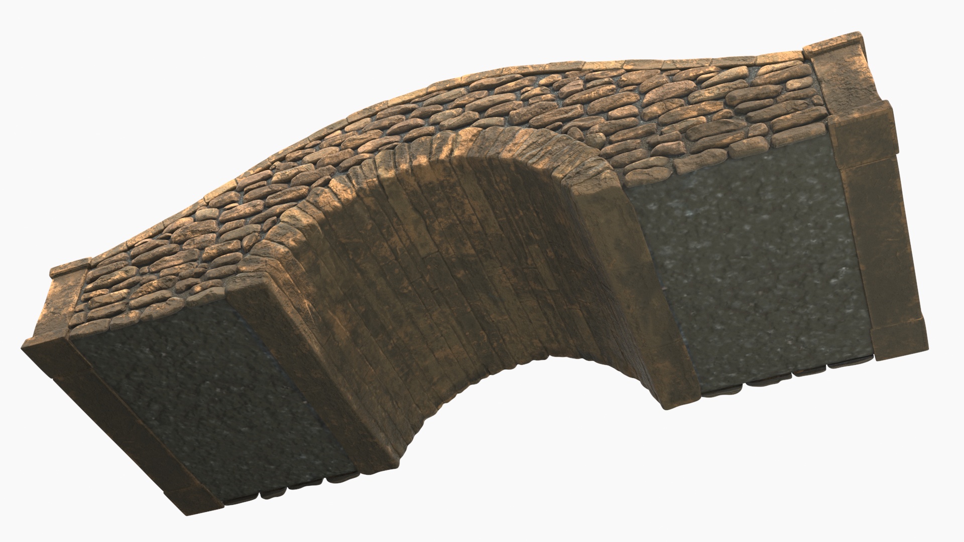 Small Stone Arch Bridge Brown 3D model