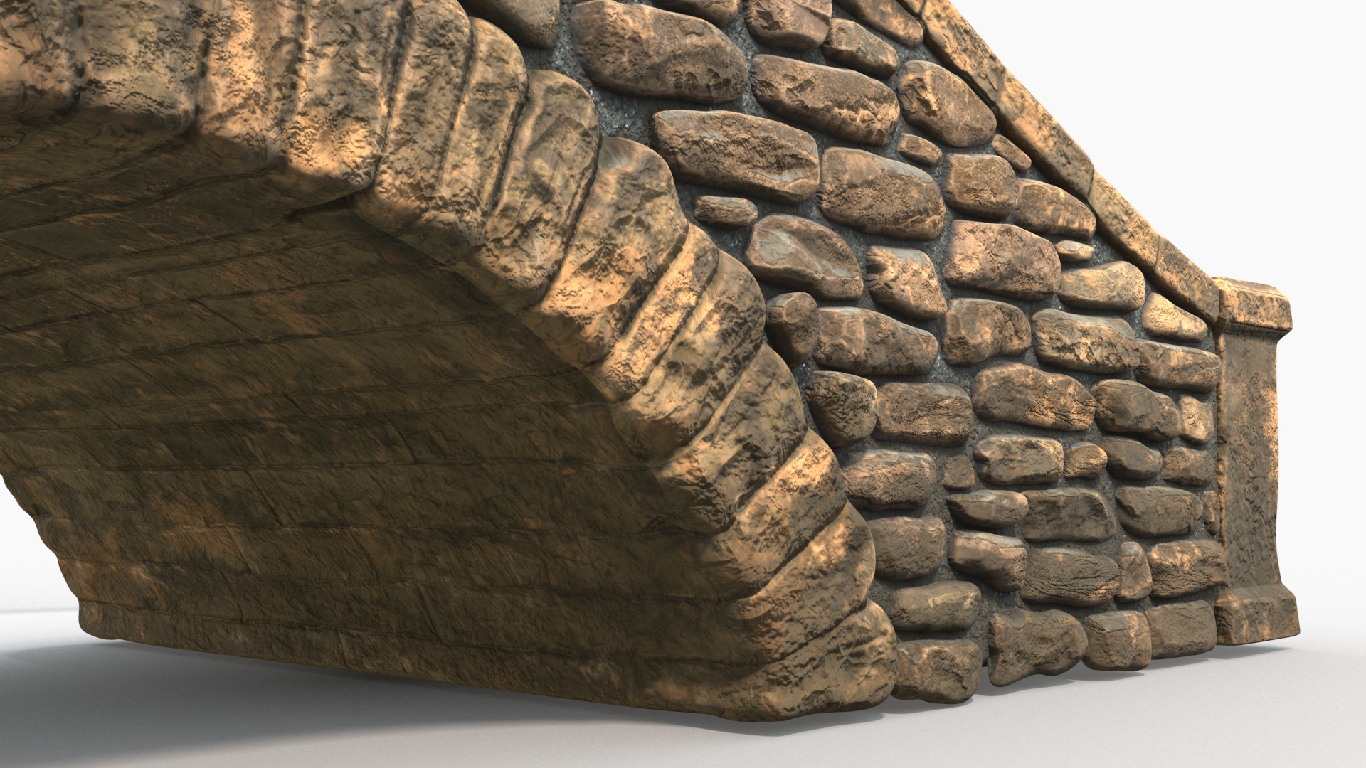 Small Stone Arch Bridge Brown 3D model