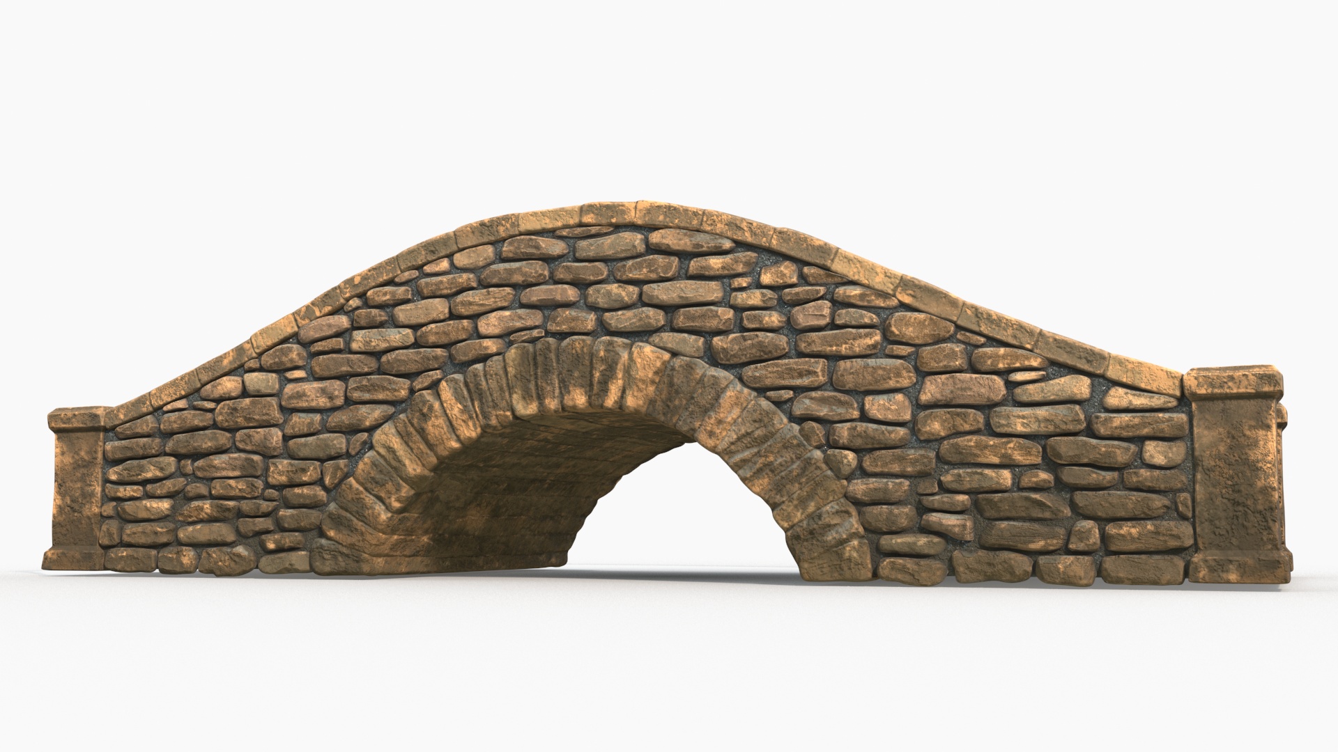 Small Stone Arch Bridge Brown 3D model