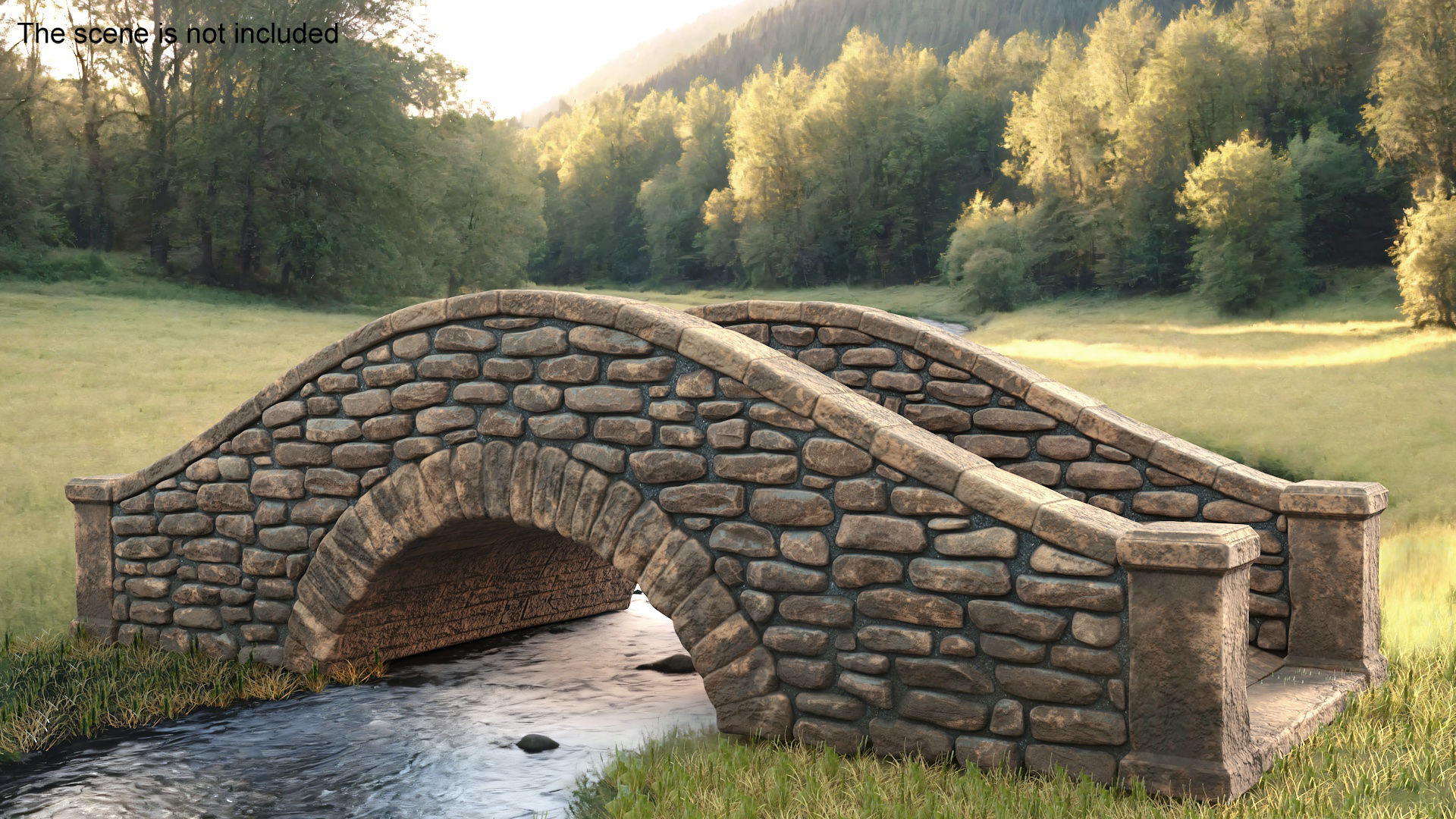 Small Stone Arch Bridge Brown 3D model