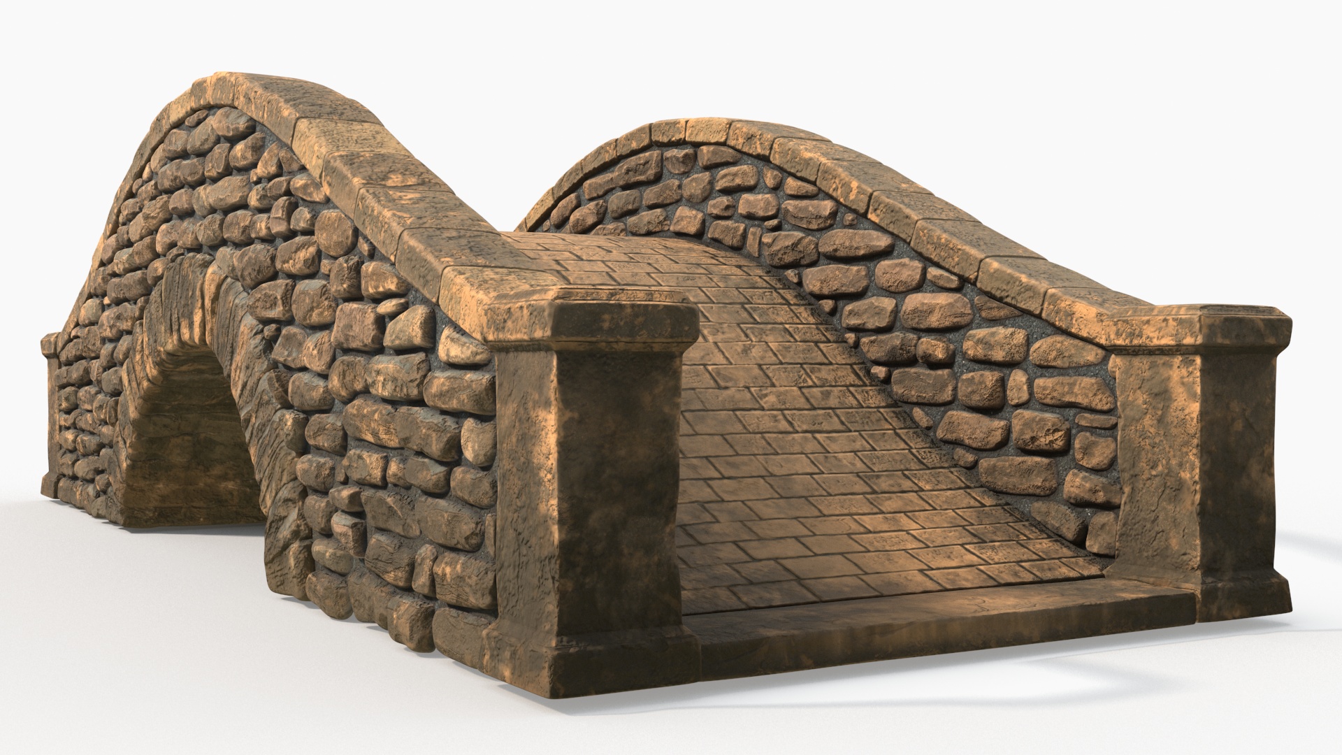 Small Stone Arch Bridge Brown 3D model