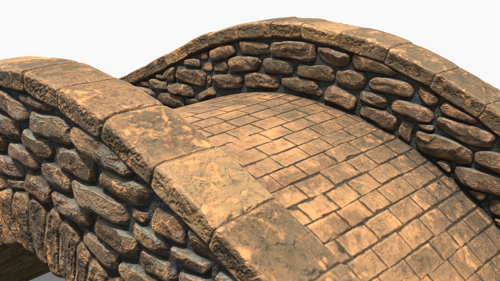 Small Stone Arch Bridge Brown 3D model
