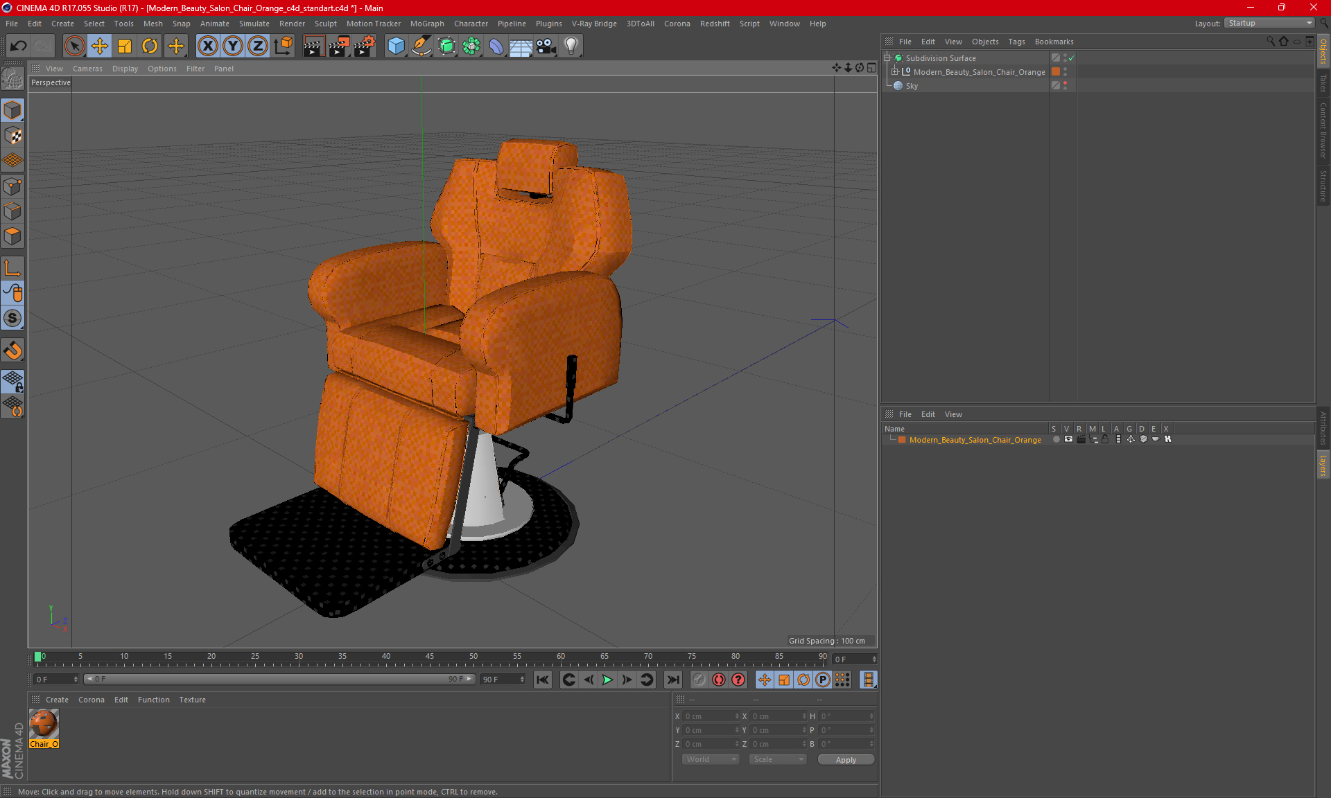 Modern Beauty Salon Chair Orange 3D