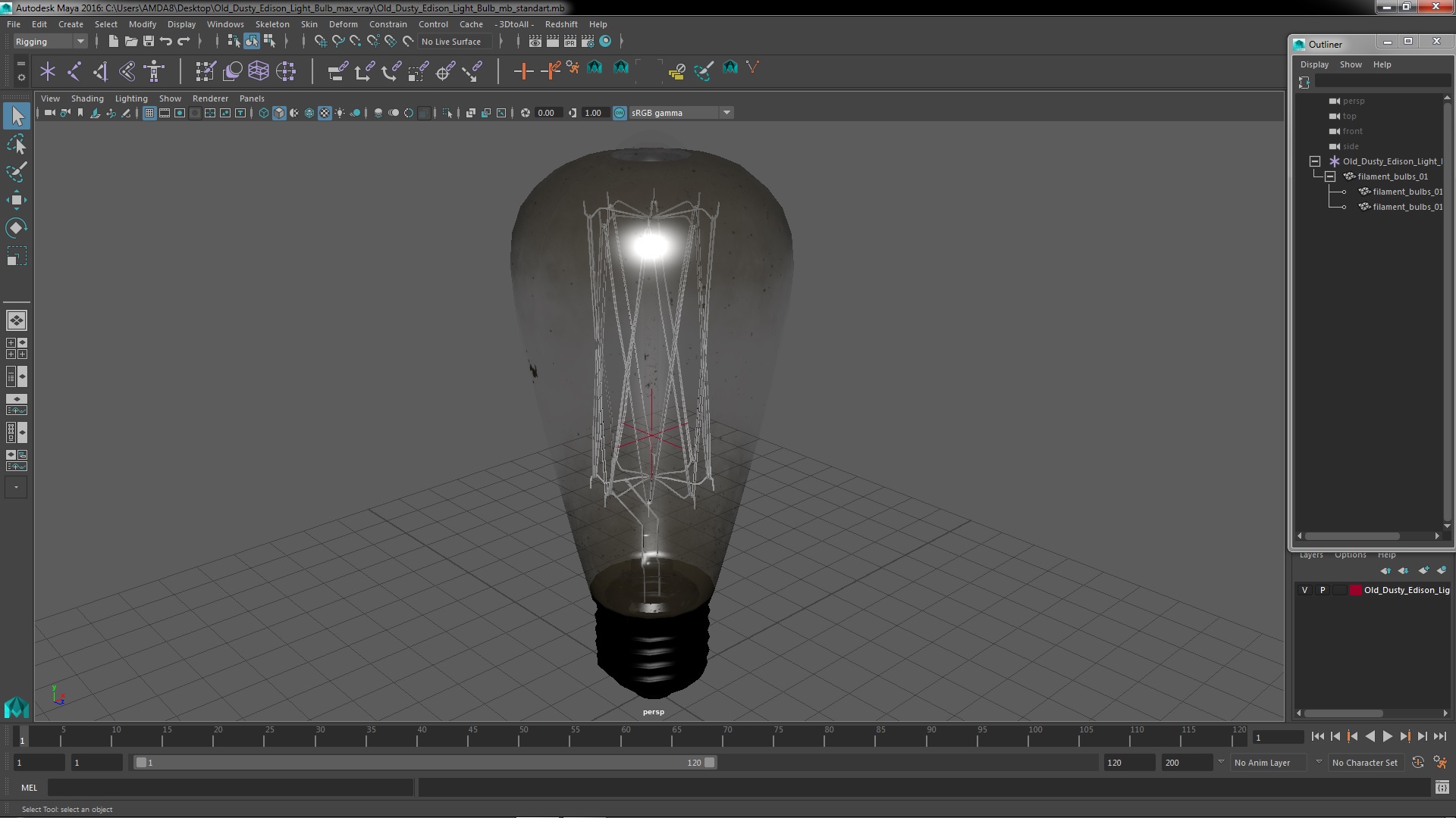 Old Dusty Edison Light Bulb 3D