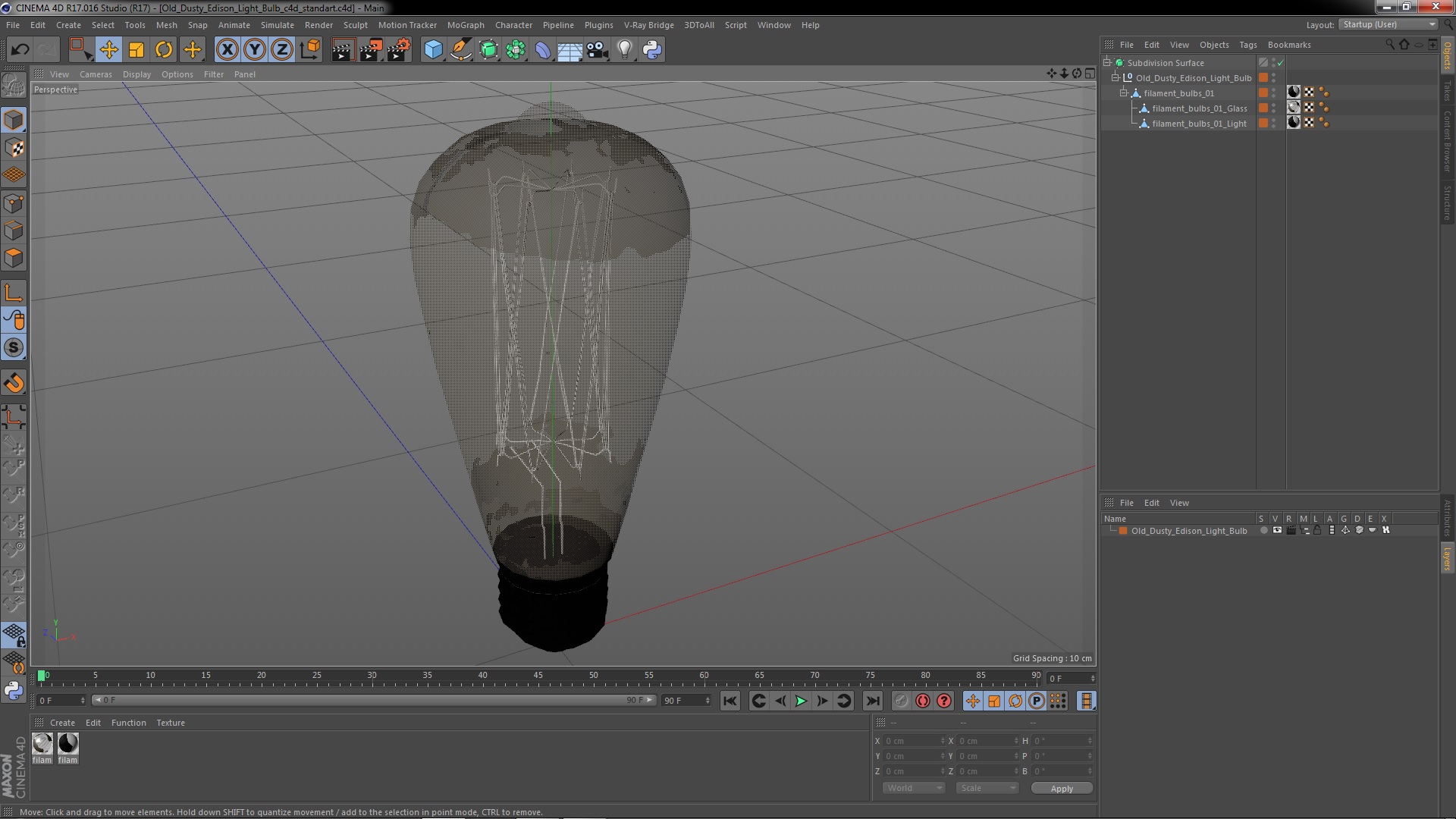 Old Dusty Edison Light Bulb 3D