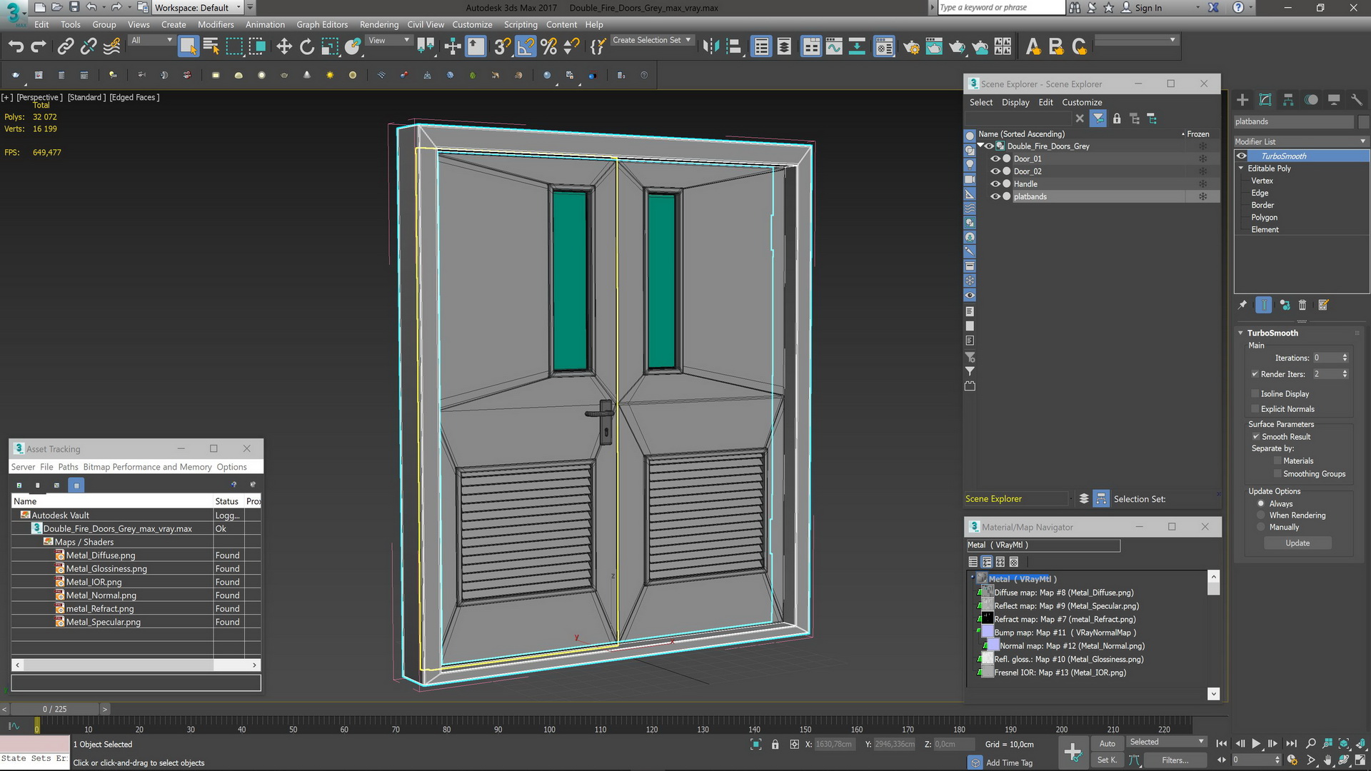 Double Fire Doors Grey 3D