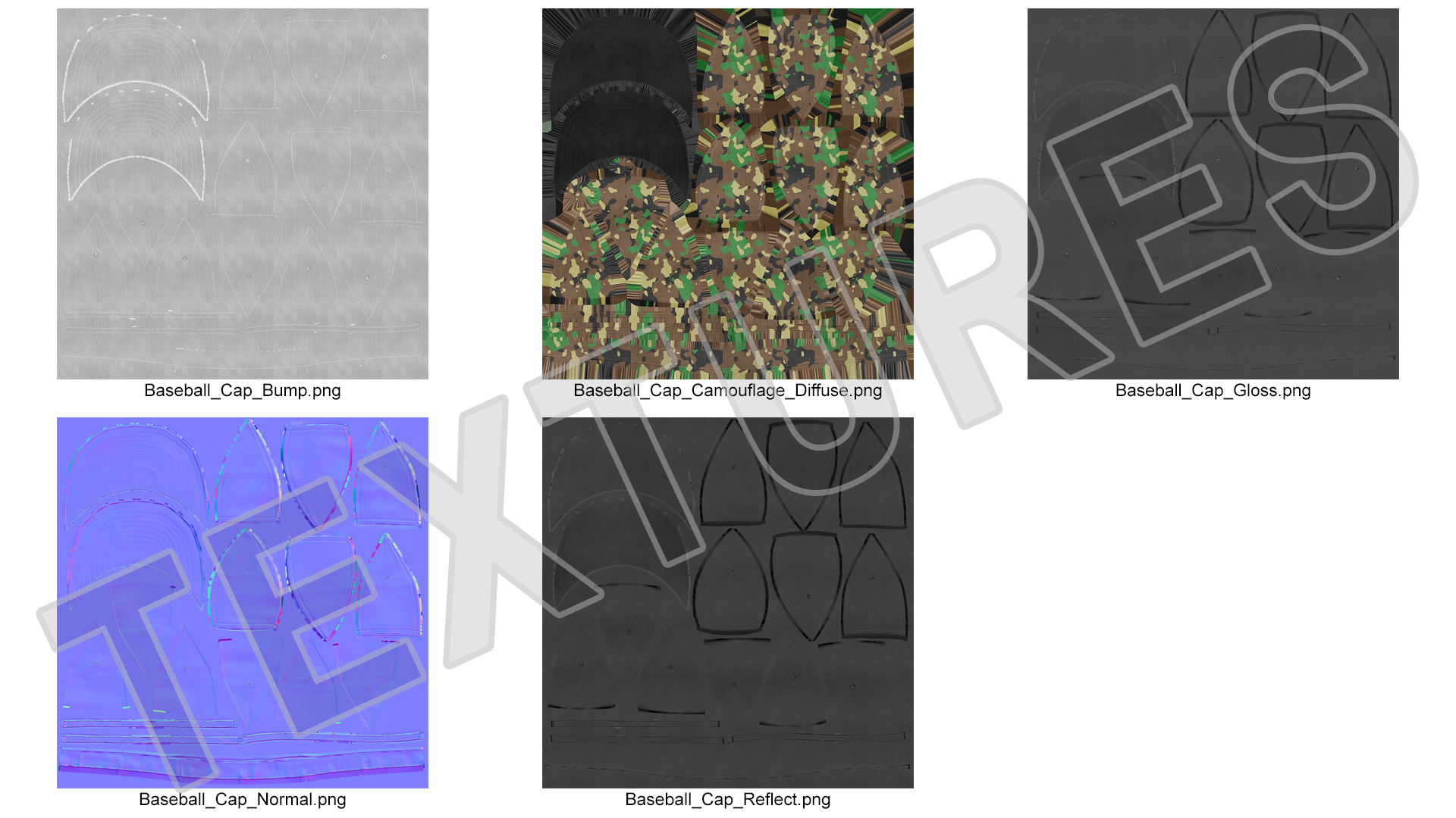 3D Baseball Cap Camouflage model