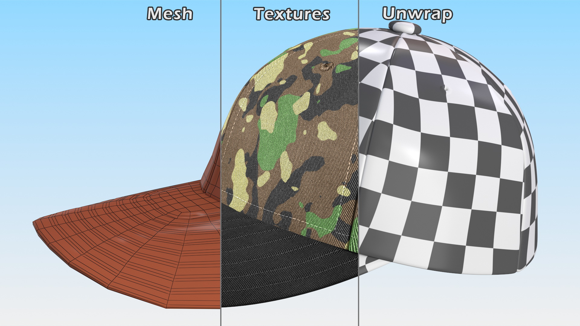 3D Baseball Cap Camouflage model
