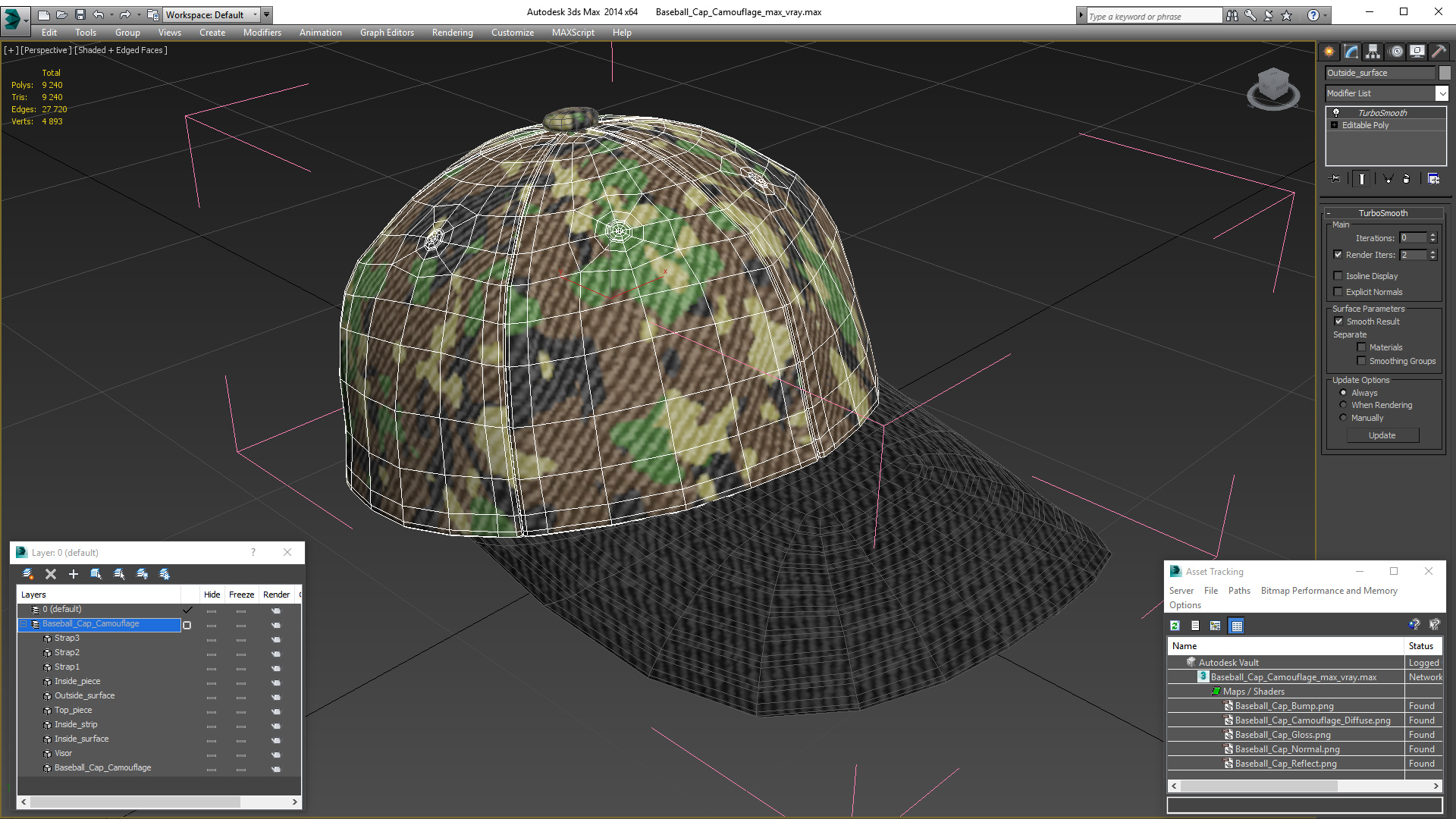 3D Baseball Cap Camouflage model