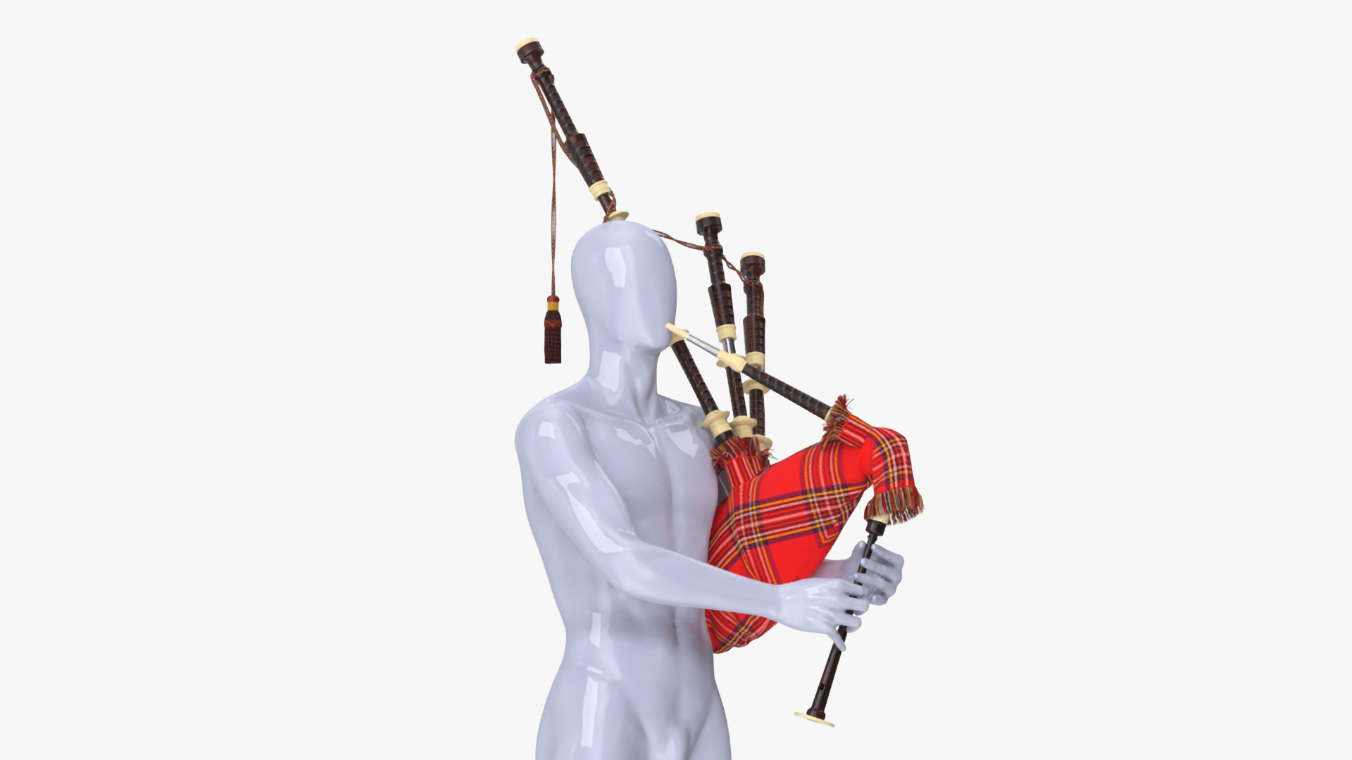 3D Mannequin with Scottish Red Bagpipes