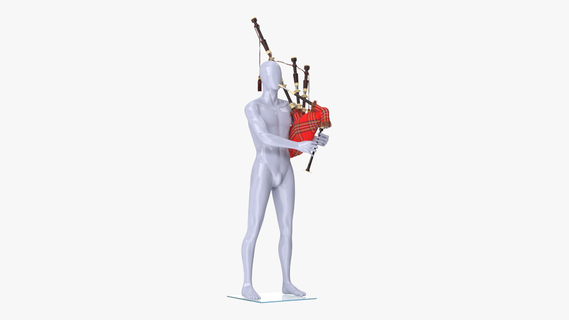 3D Mannequin with Scottish Red Bagpipes