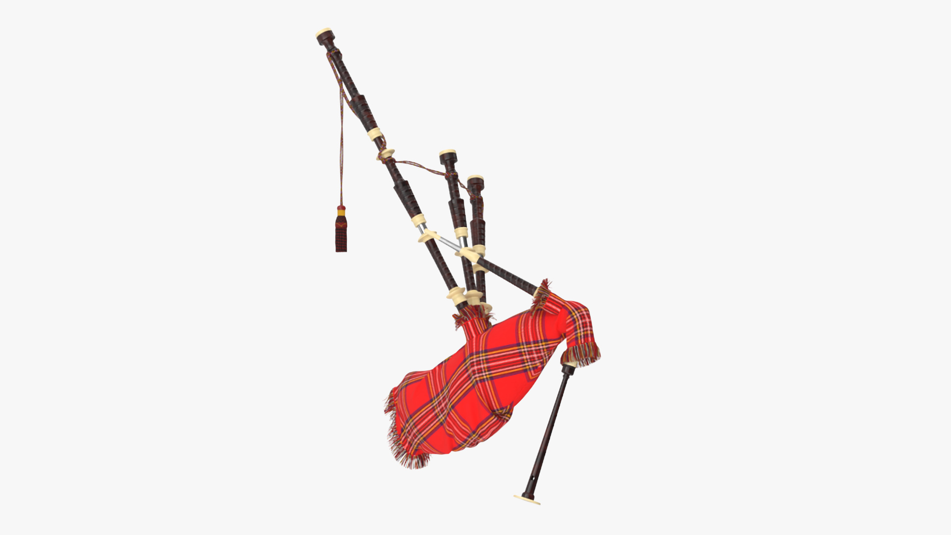 3D Mannequin with Scottish Red Bagpipes