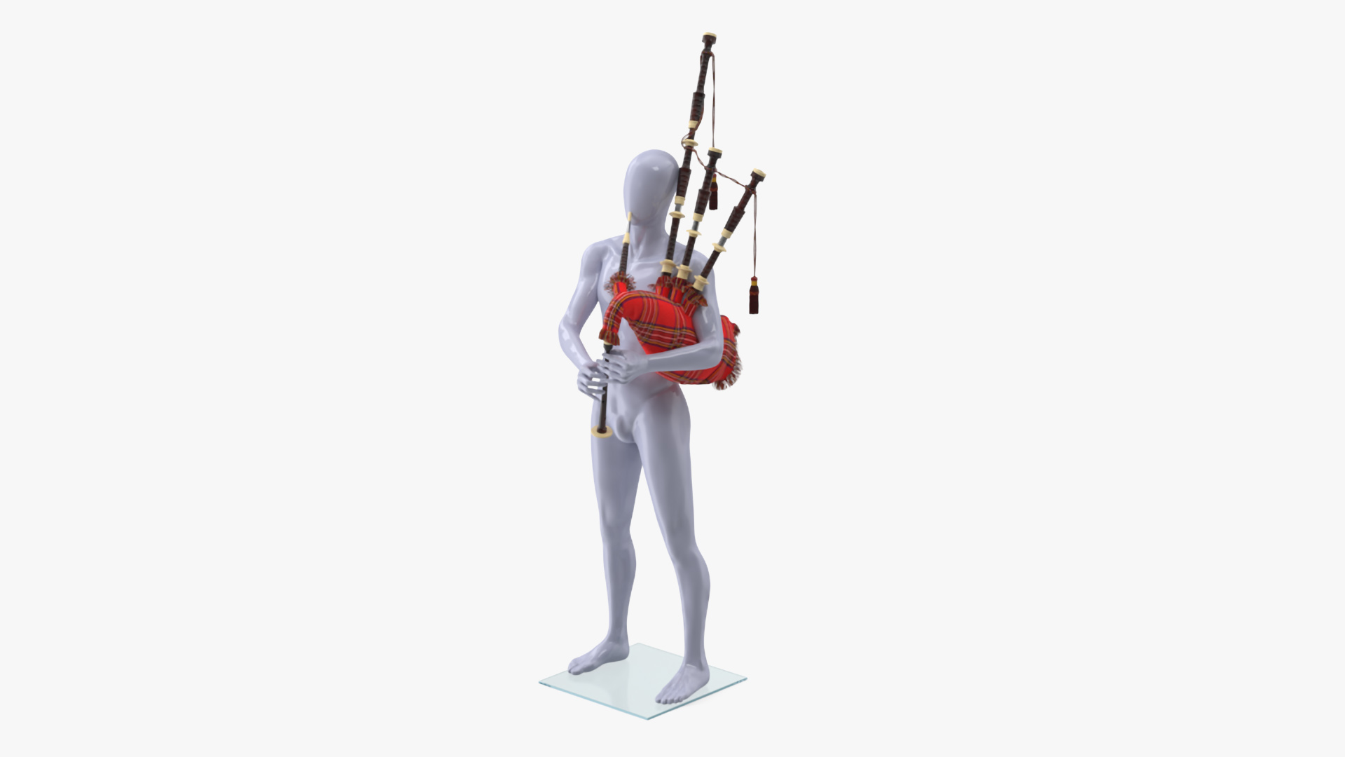 3D Mannequin with Scottish Red Bagpipes
