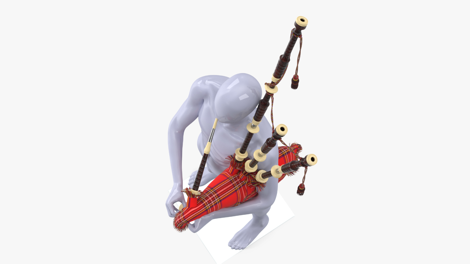 3D Mannequin with Scottish Red Bagpipes