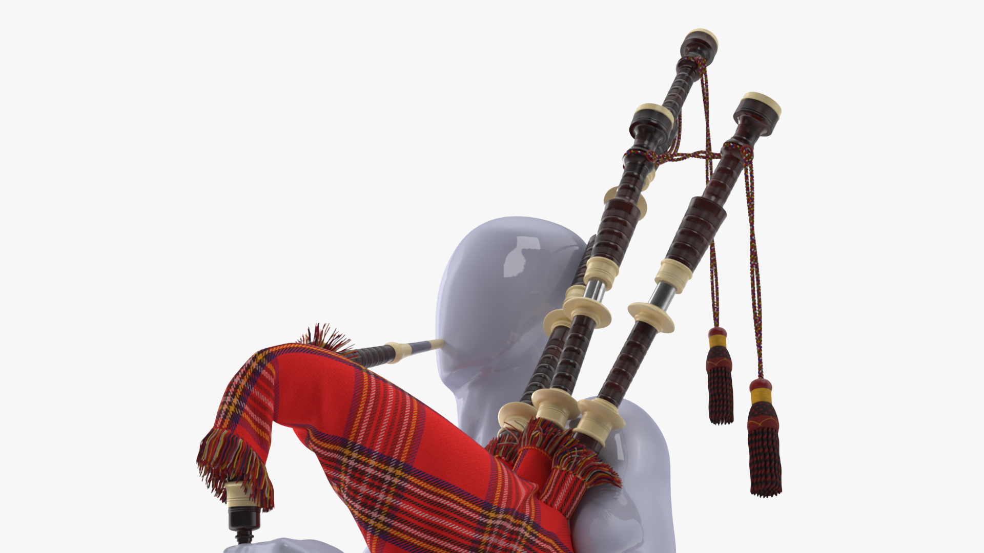 3D Mannequin with Scottish Red Bagpipes