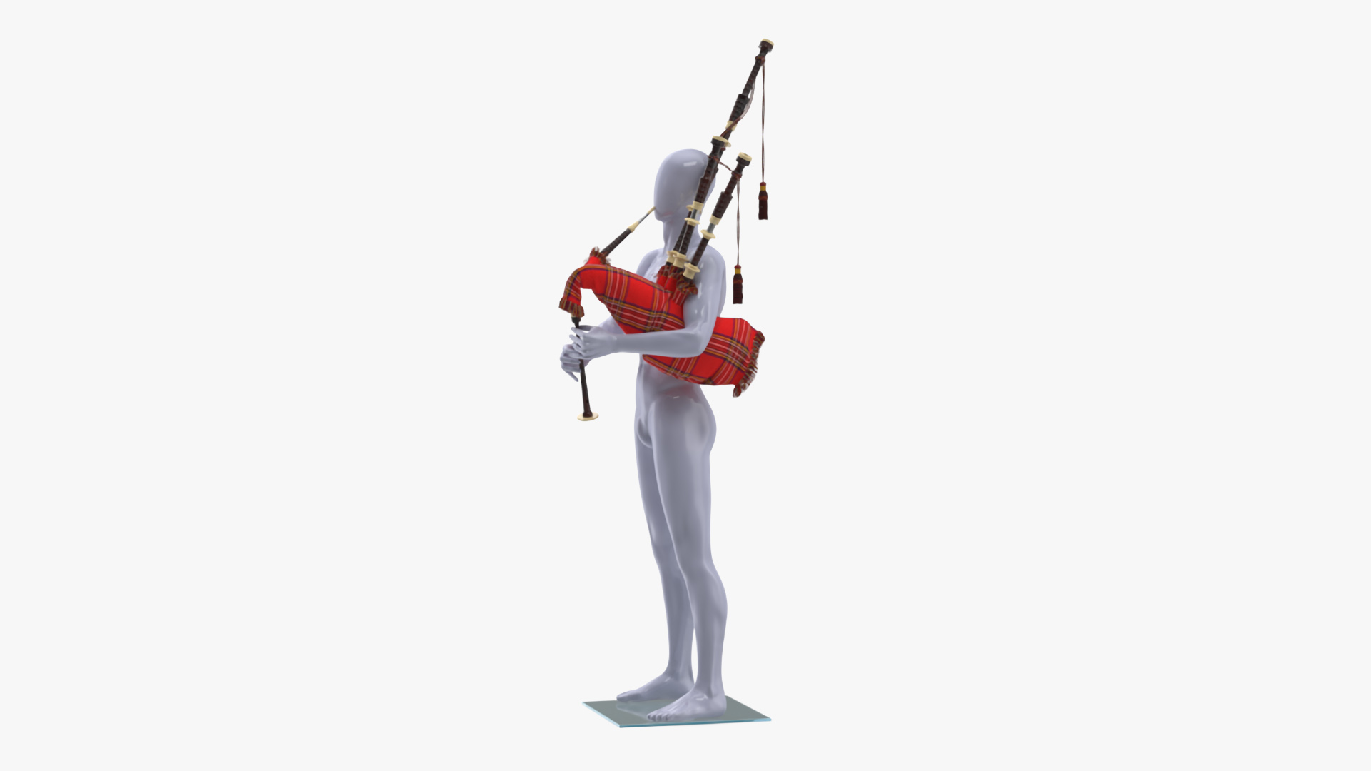3D Mannequin with Scottish Red Bagpipes