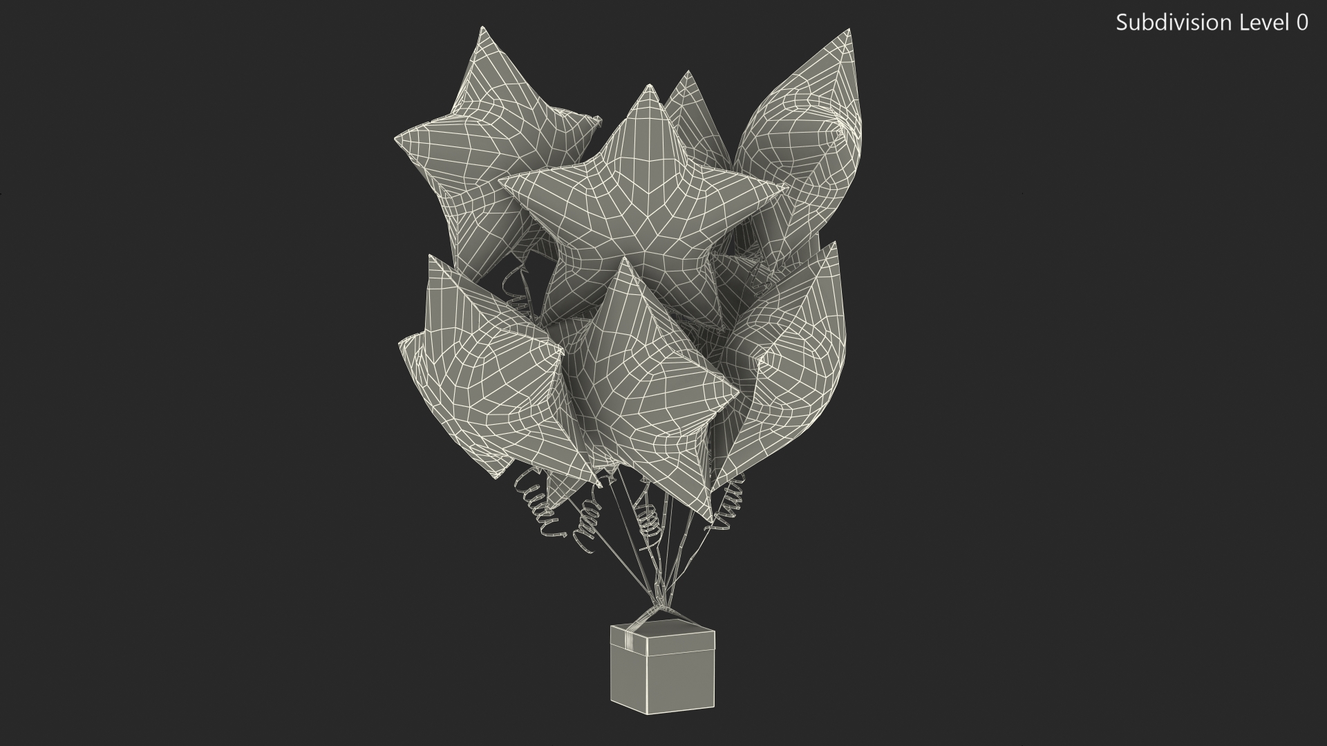 Gold Star Balloon Bouquet with Gift Box 3D model
