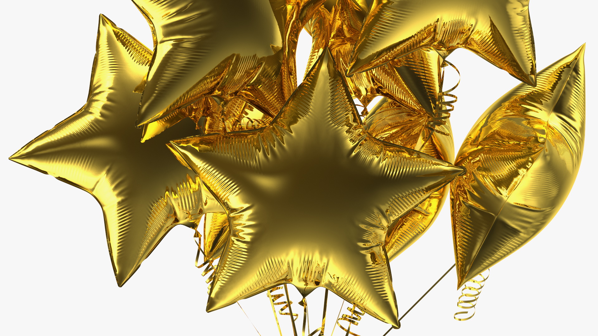 Gold Star Balloon Bouquet with Gift Box 3D model