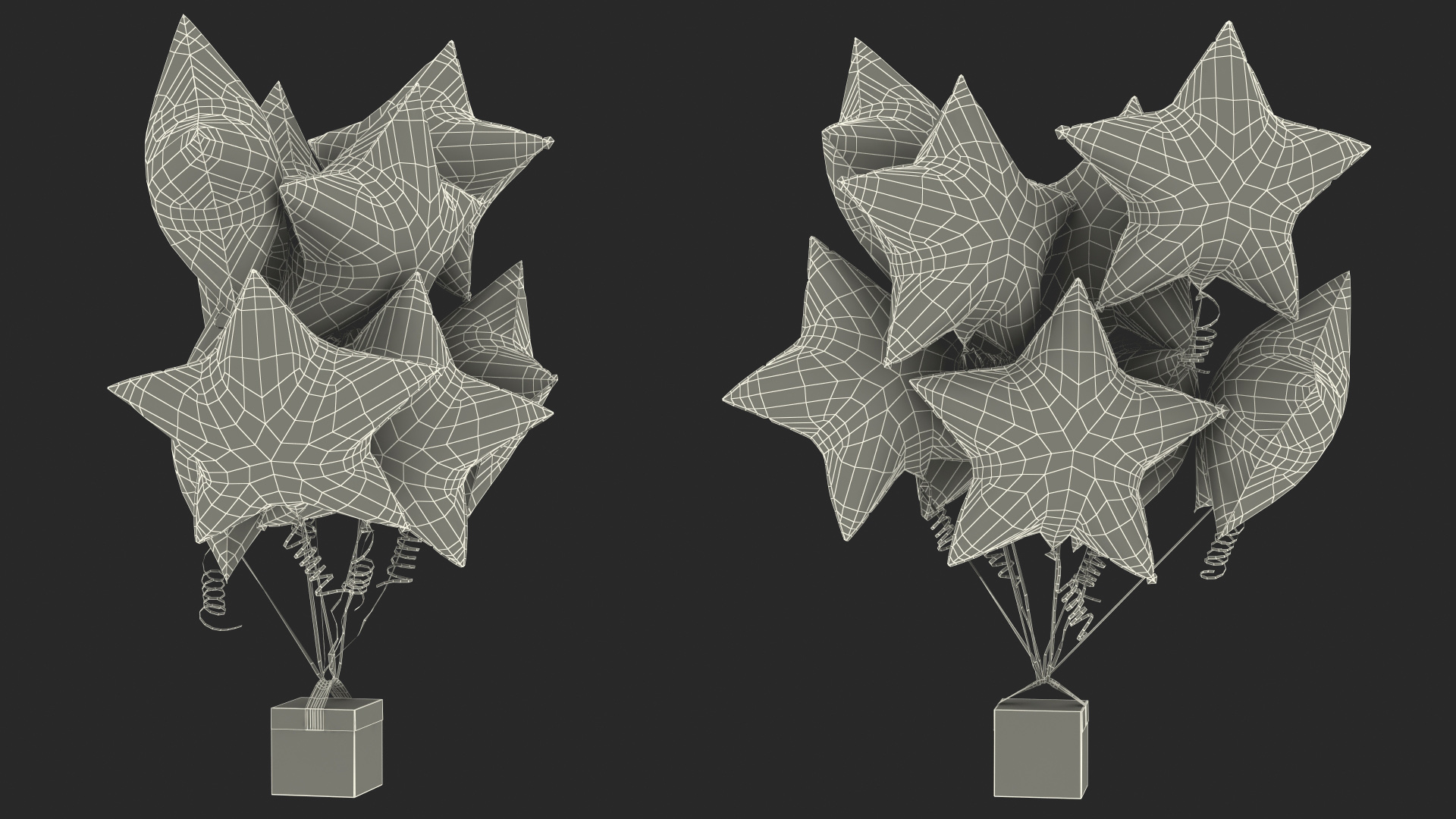Gold Star Balloon Bouquet with Gift Box 3D model