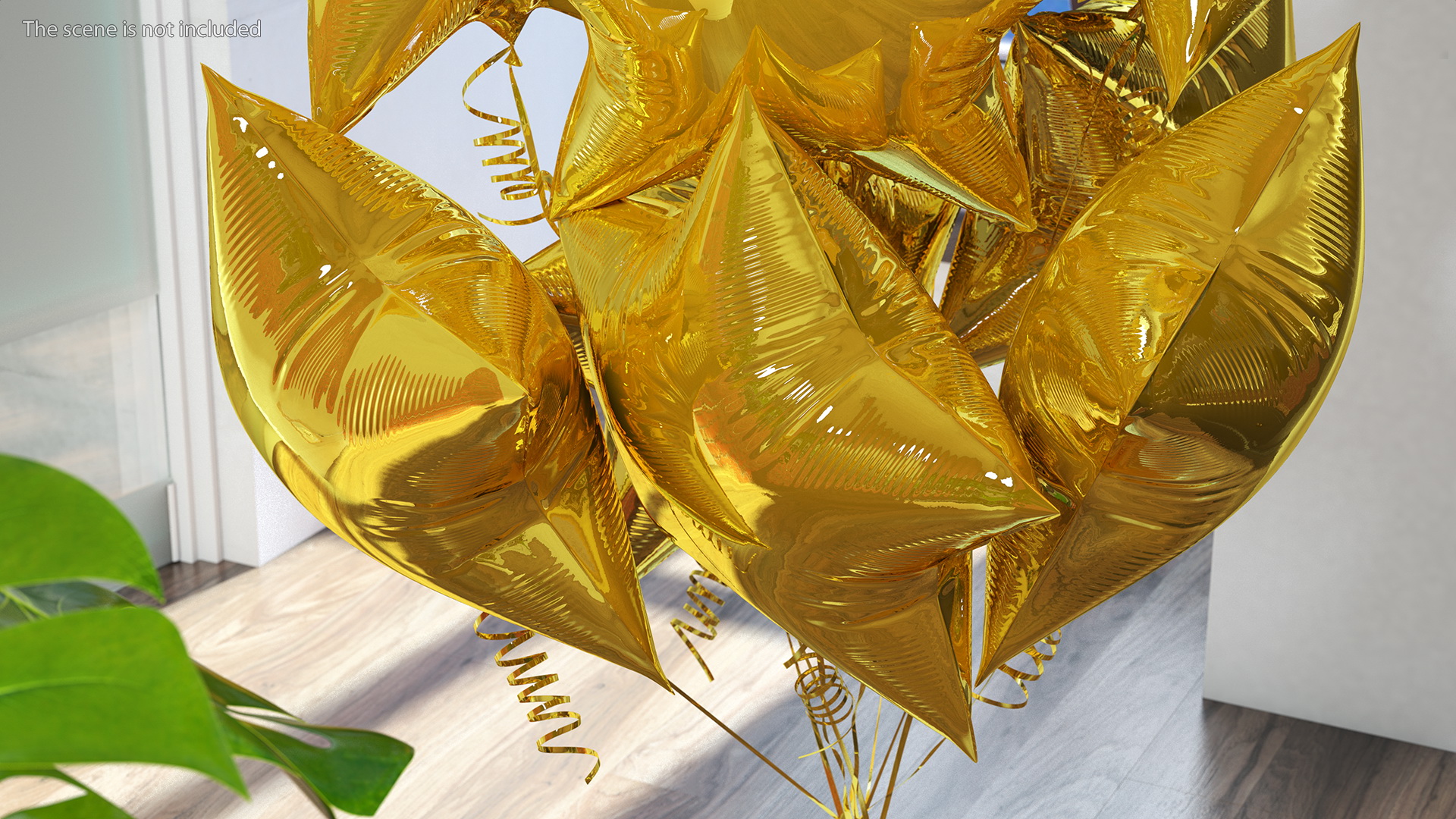 Gold Star Balloon Bouquet with Gift Box 3D model