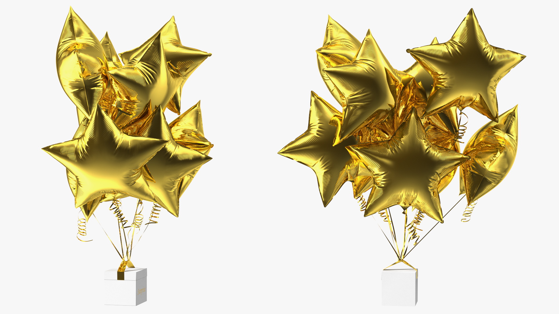 Gold Star Balloon Bouquet with Gift Box 3D model