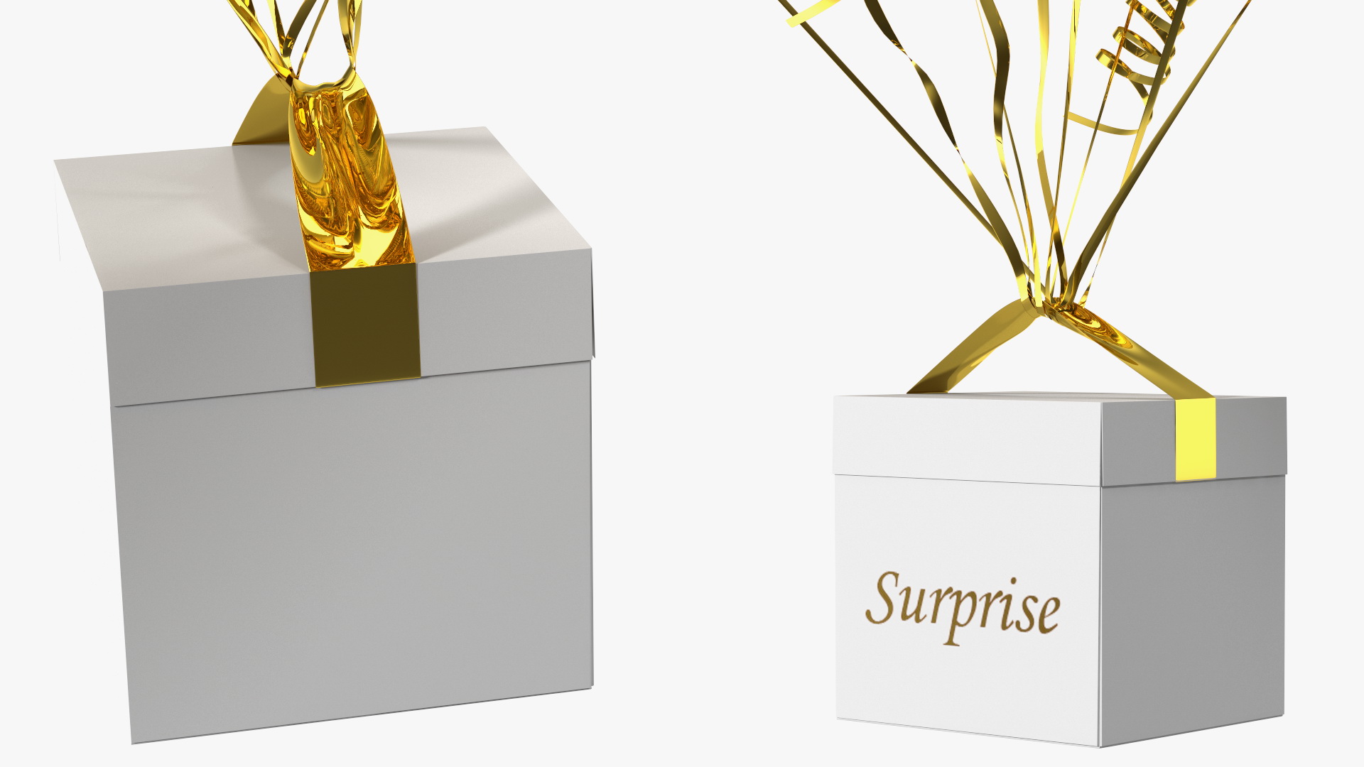 Gold Star Balloon Bouquet with Gift Box 3D model
