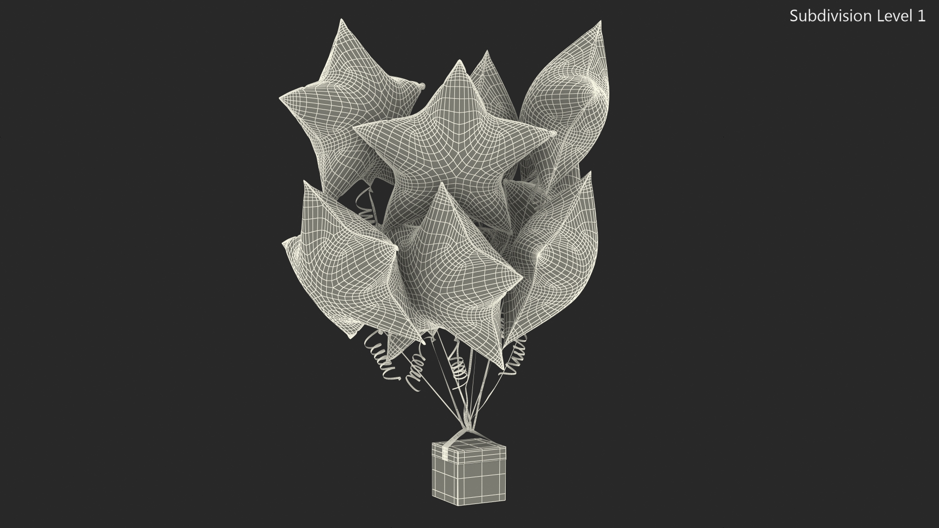 Gold Star Balloon Bouquet with Gift Box 3D model