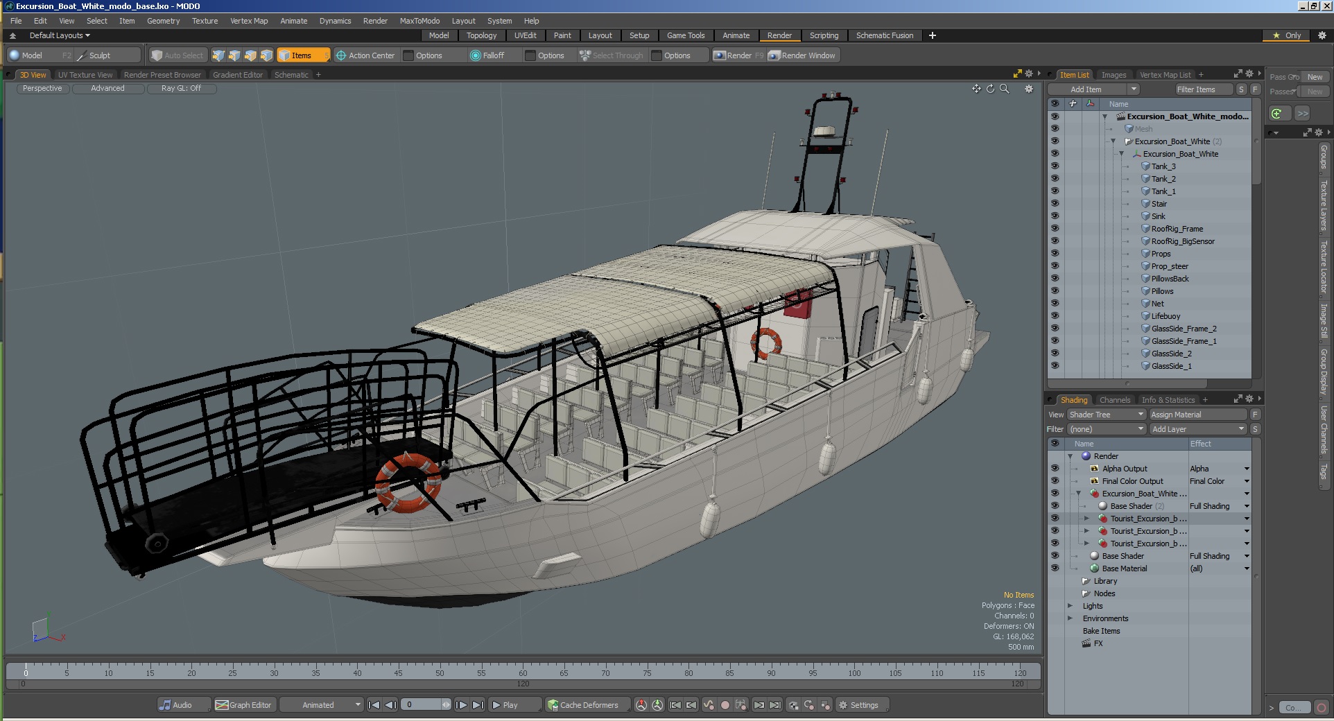 3D model Excursion Boat White