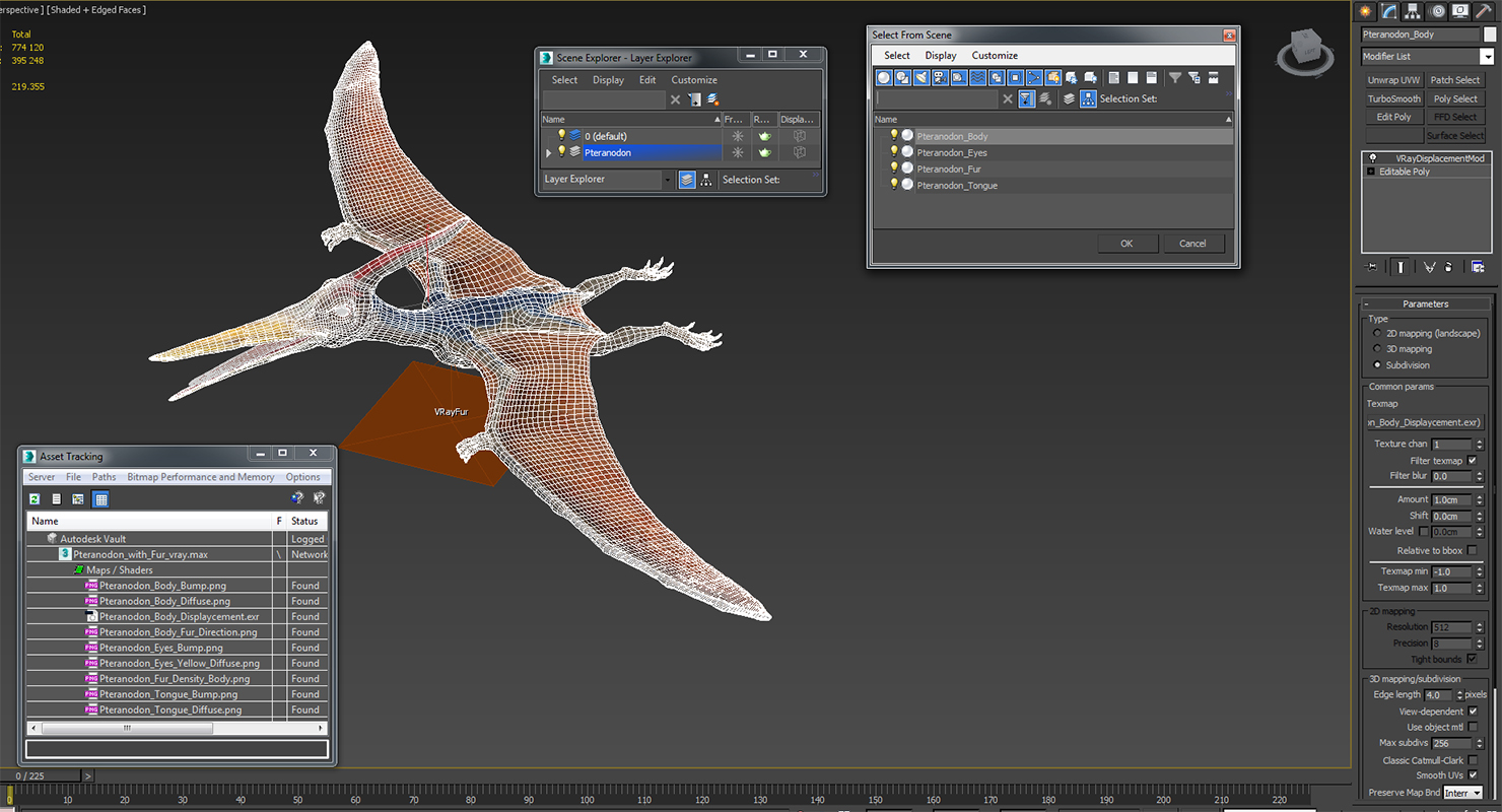 Pteranodon with Fur 3D model