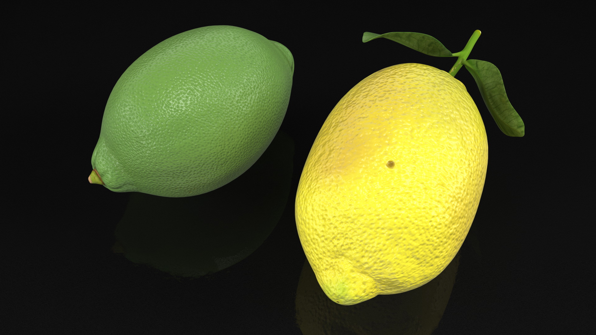Green and Yellow Lemon 3D