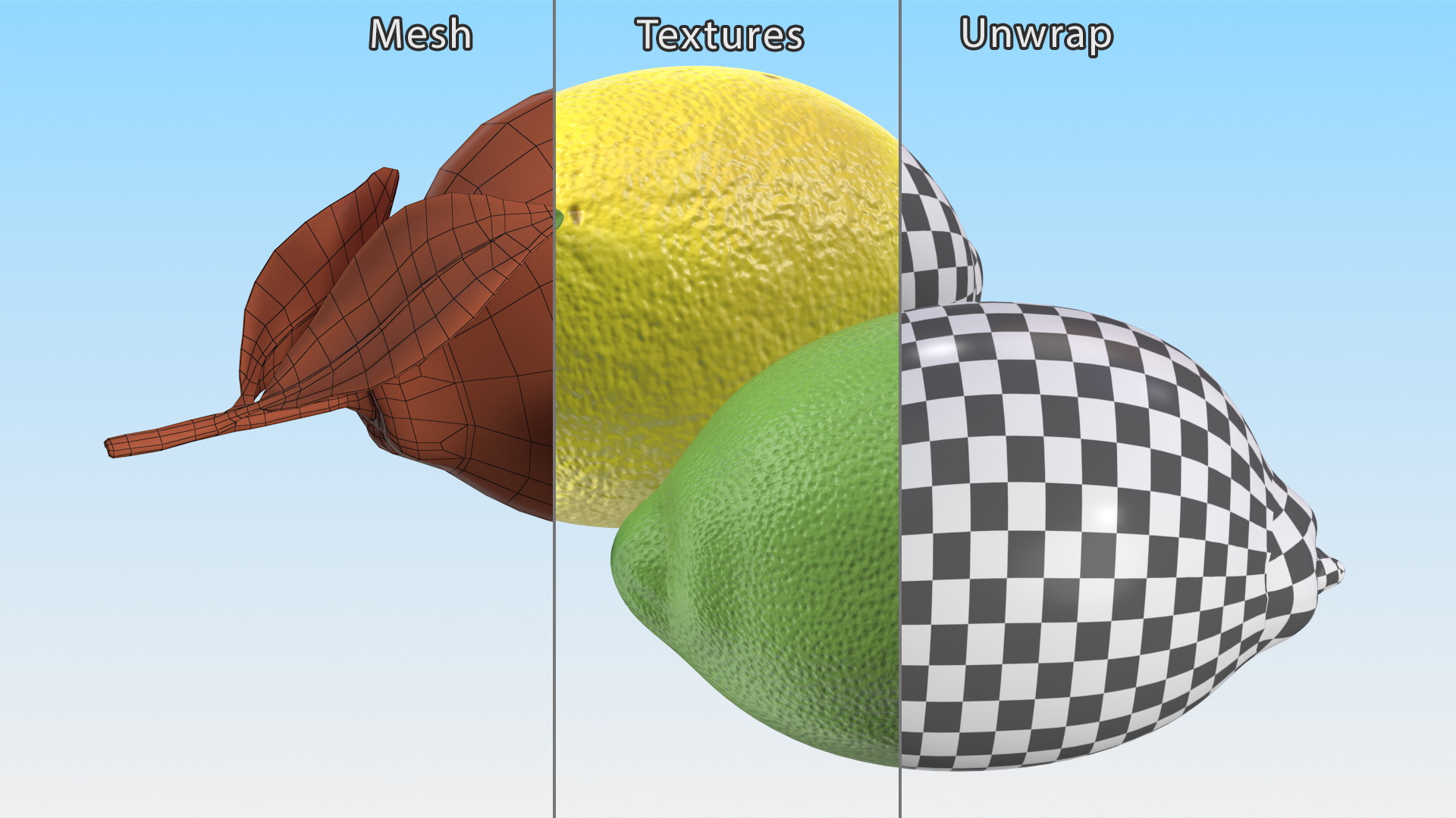 Green and Yellow Lemon 3D