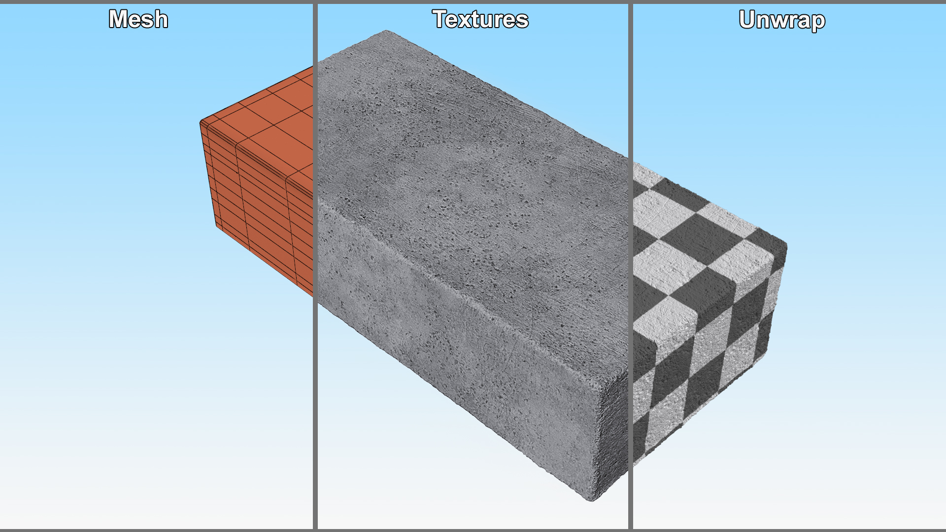 3D Solid Calcium Silicate Brick Carbon Black