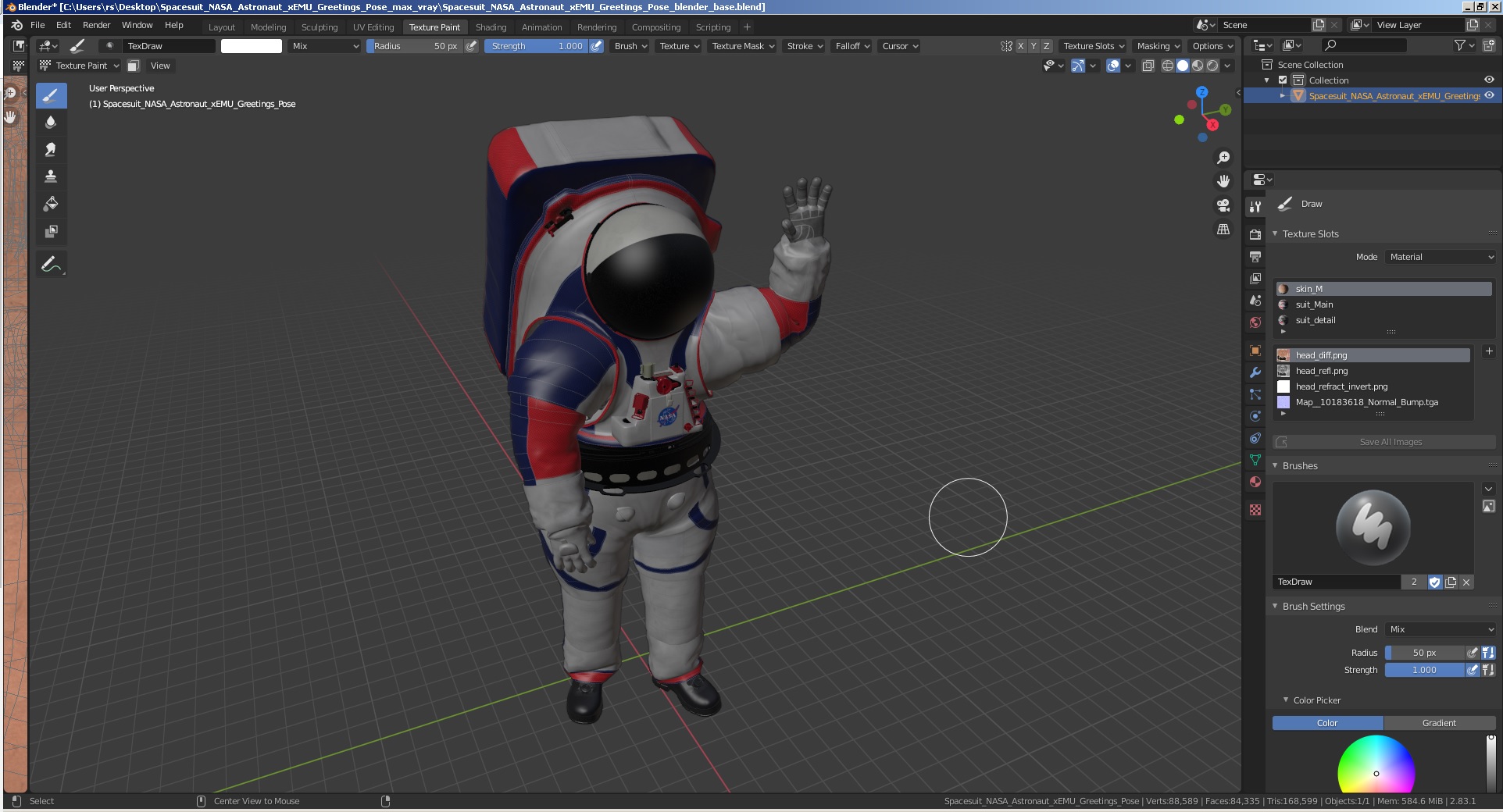 Spacesuit NASA Astronaut xEMU Greetings Pose 3D model