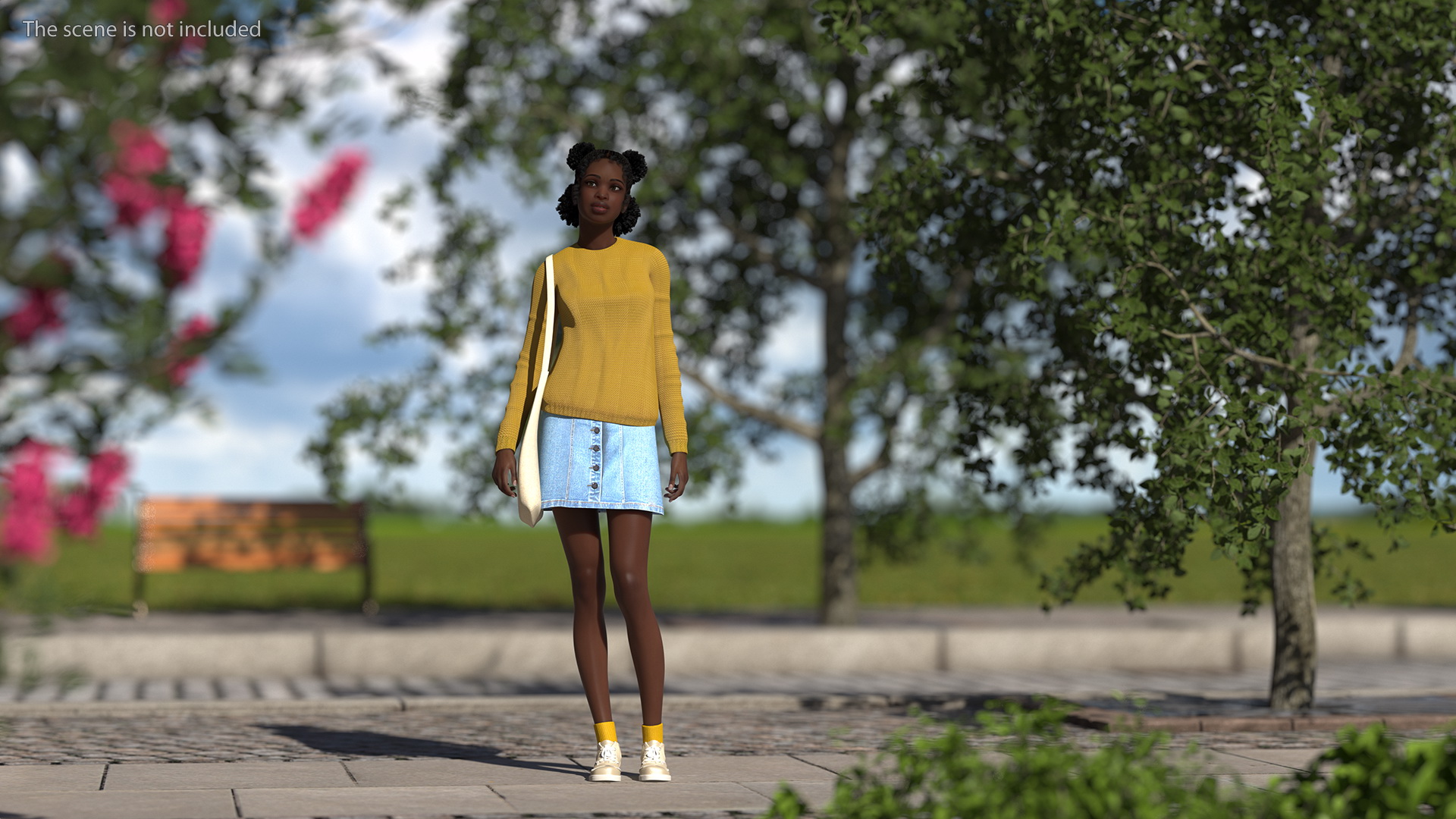 3D model Street Style Black Teenage Girl Standing Pose