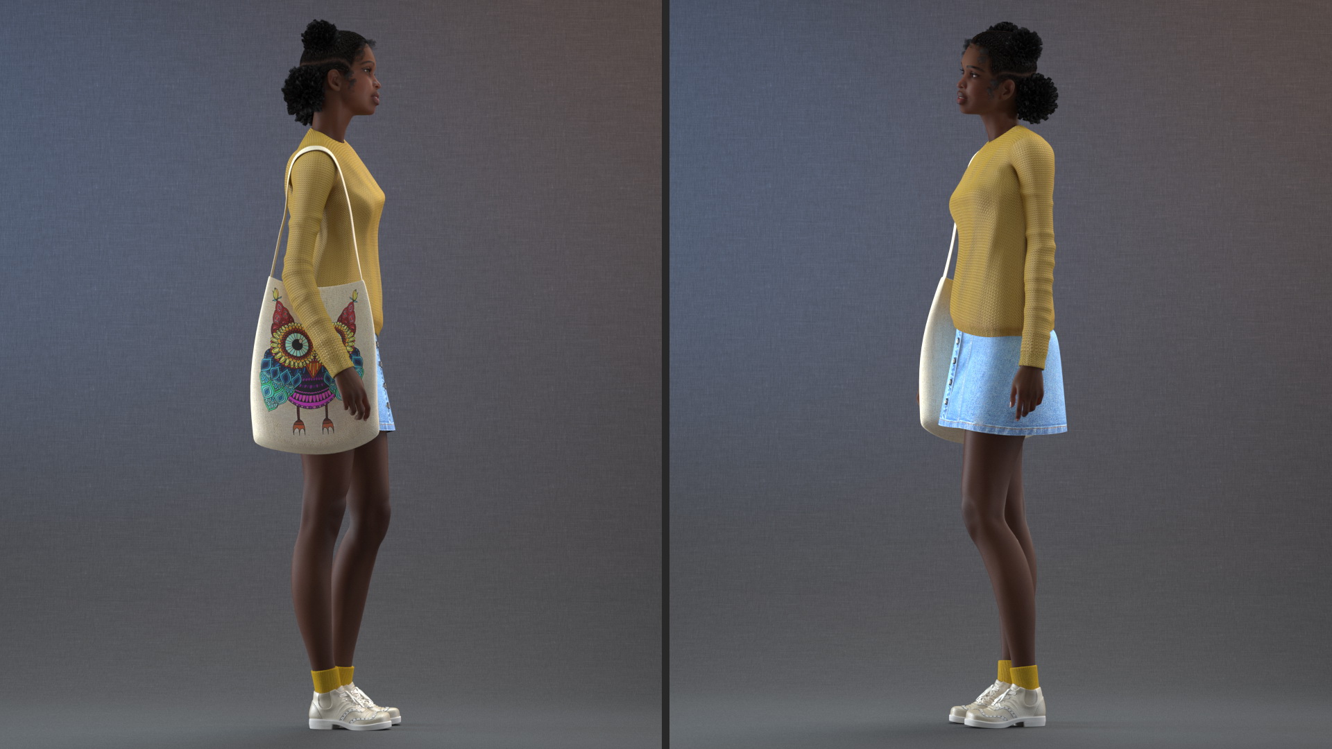 3D model Street Style Black Teenage Girl Standing Pose