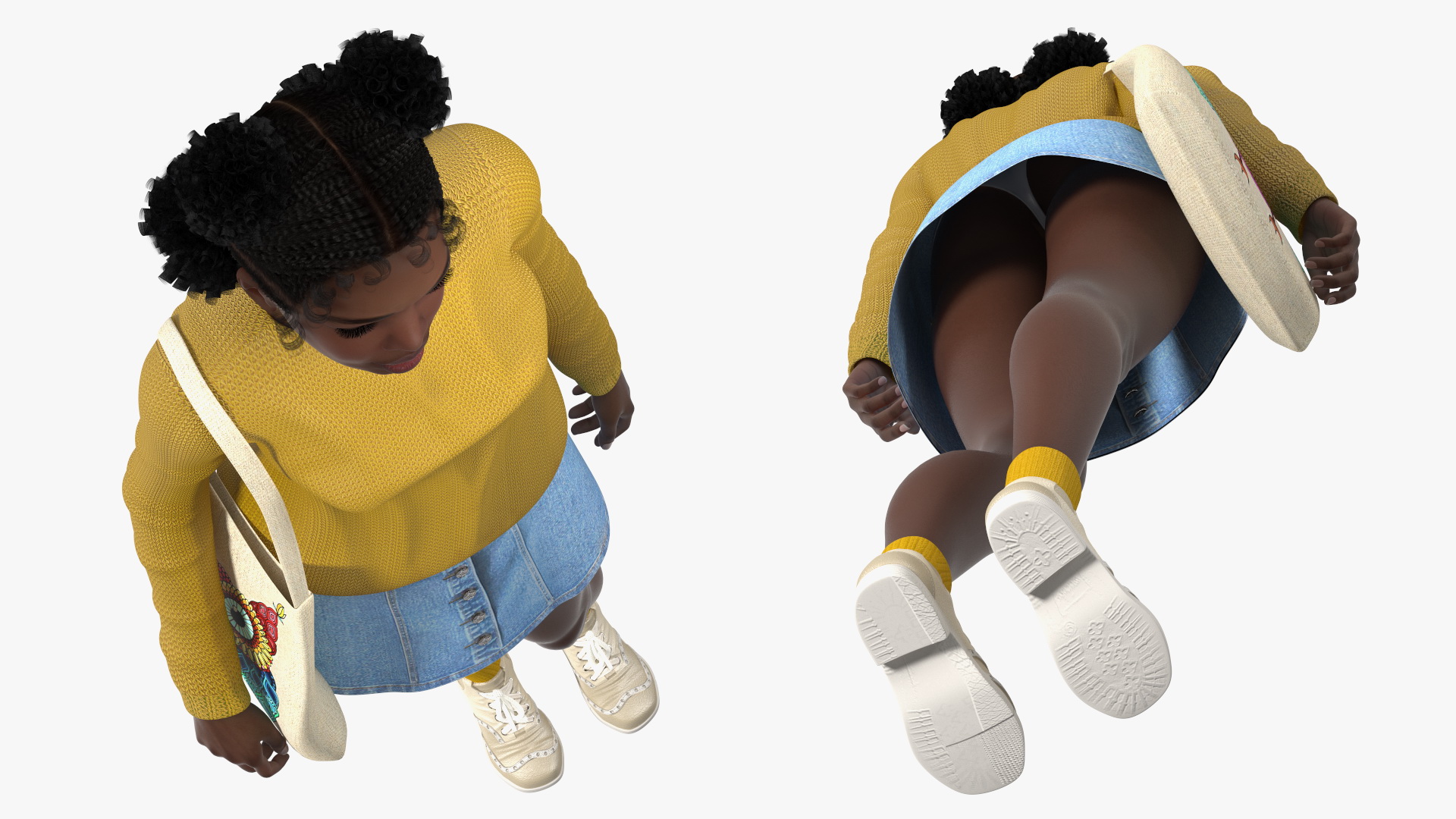 3D model Street Style Black Teenage Girl Standing Pose