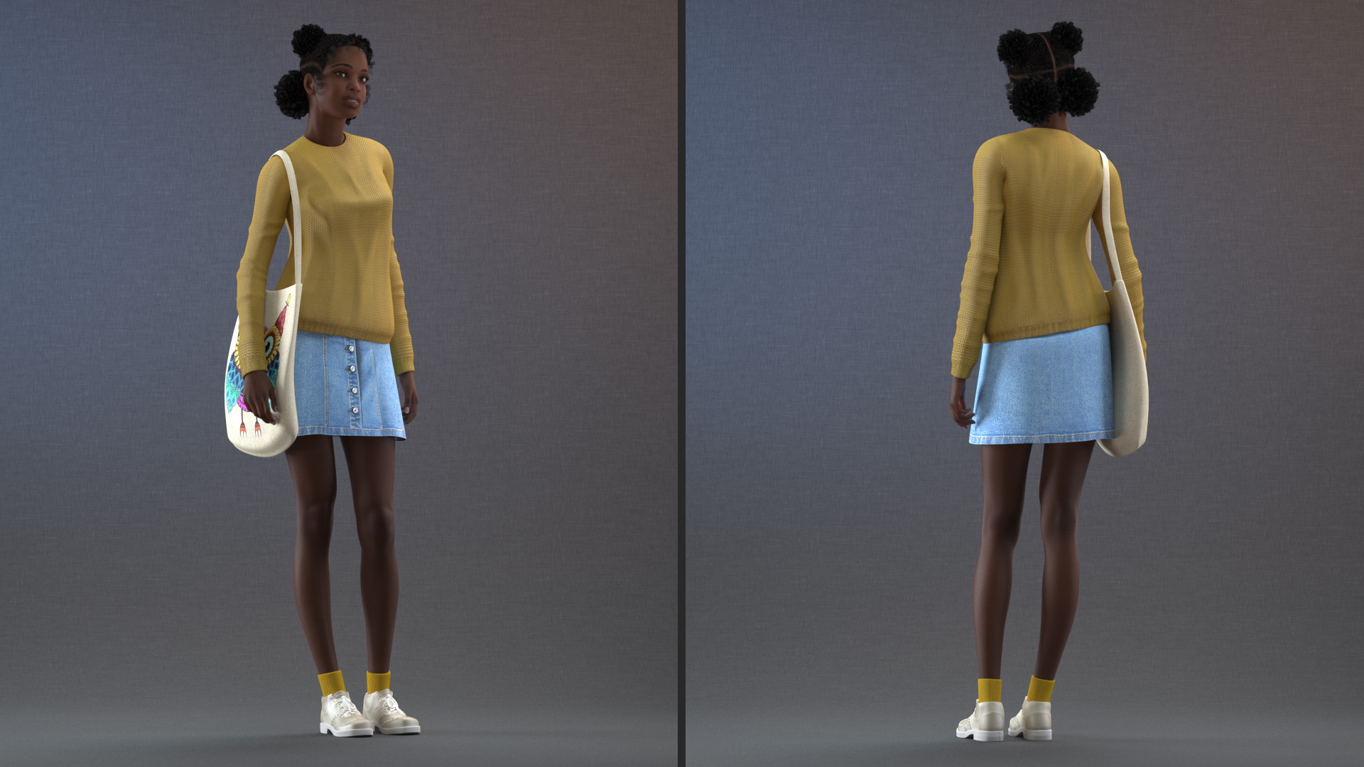 3D model Street Style Black Teenage Girl Standing Pose