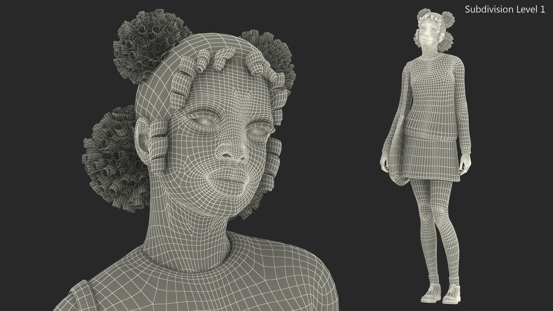3D model Street Style Black Teenage Girl Standing Pose
